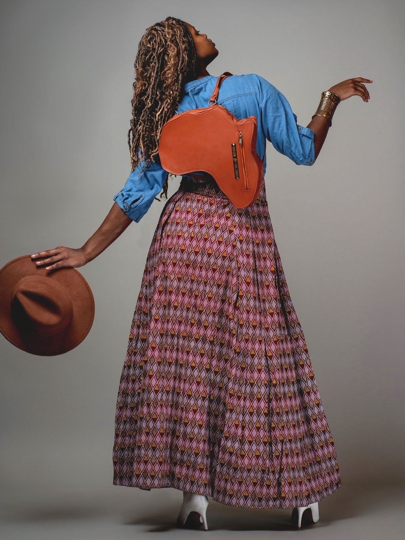 Africa shaped Bag / Backpack- Brown Leather (Large) - SHOP | Orijin Culture