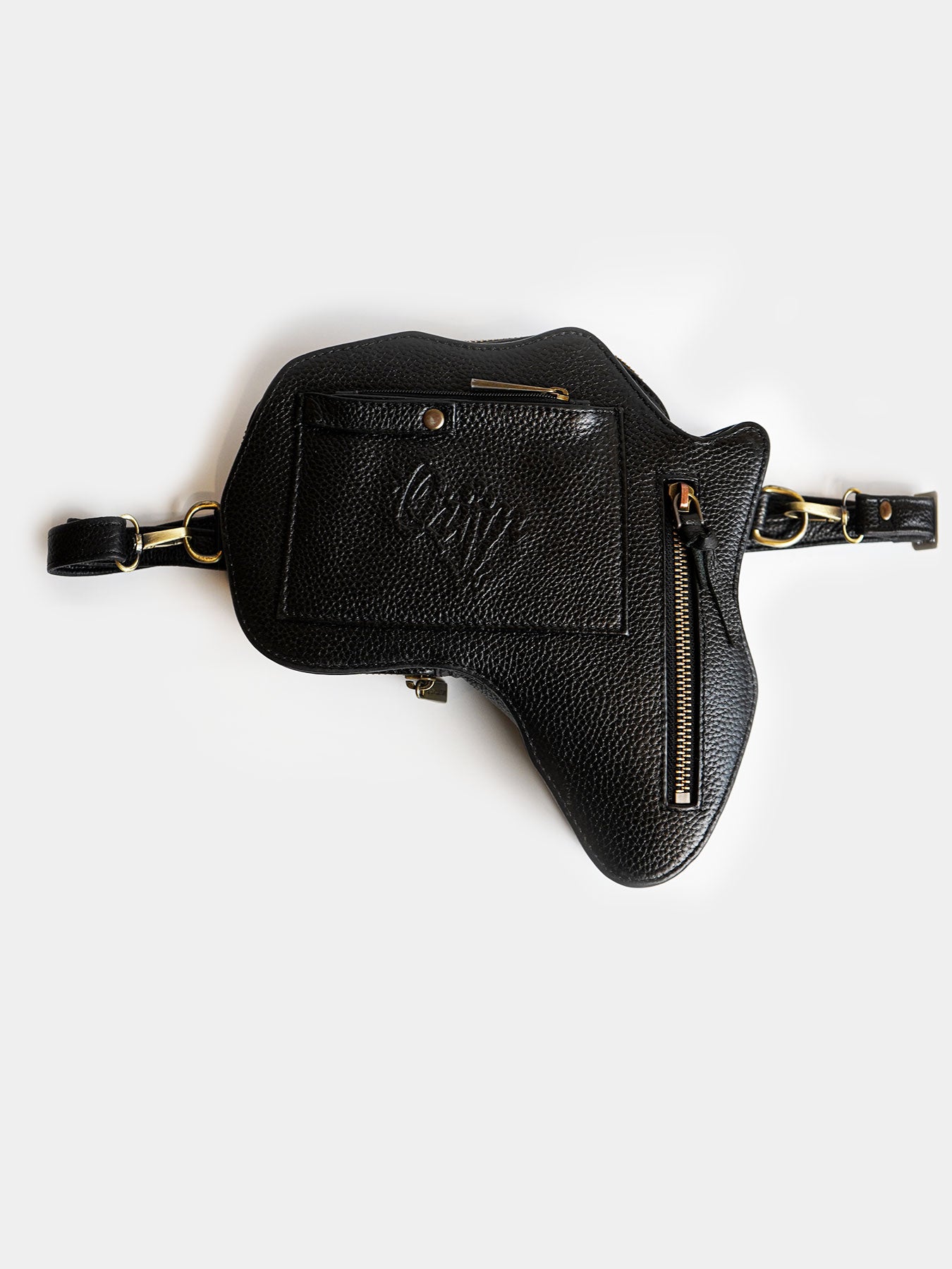 Africa Fanny Pack/ CrossBody Bag - Black Leather - SHOP | Orijin Culture