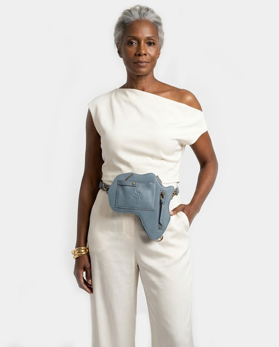 NEW! Harmony Africa Fanny Pack/ CrossBody Bag - Blue Leather