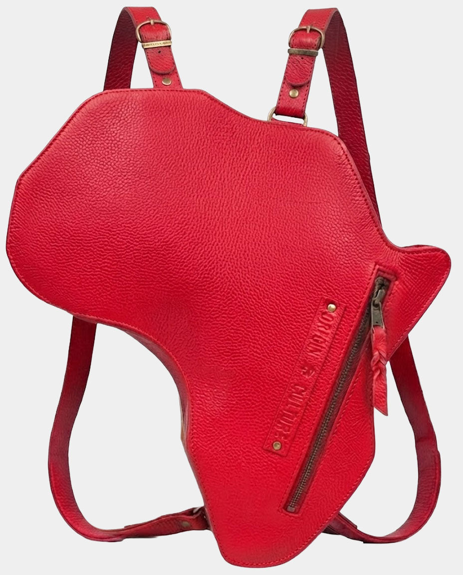 Africa Bag / Backpack- Red Leather(Medium)