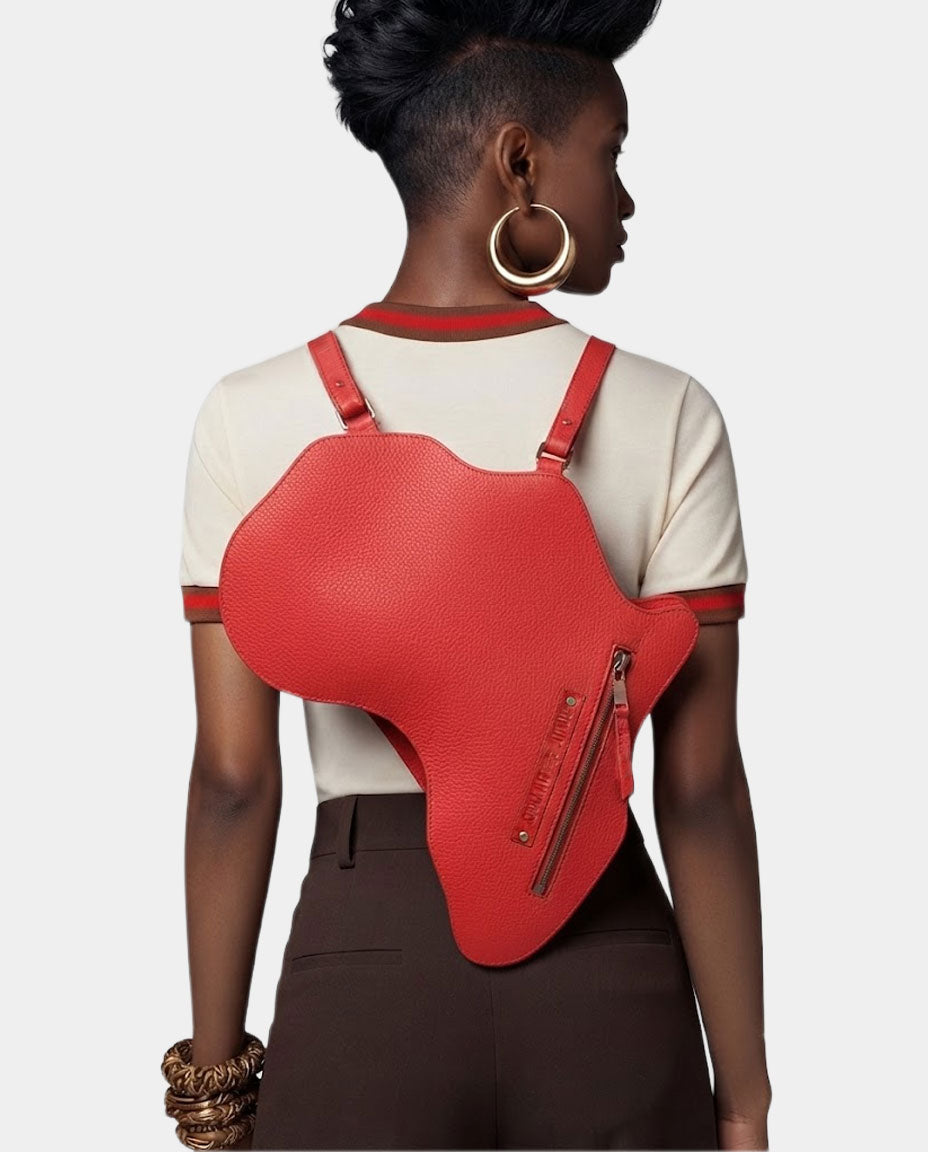 Africa Bag / Backpack- Red Leather(Medium)