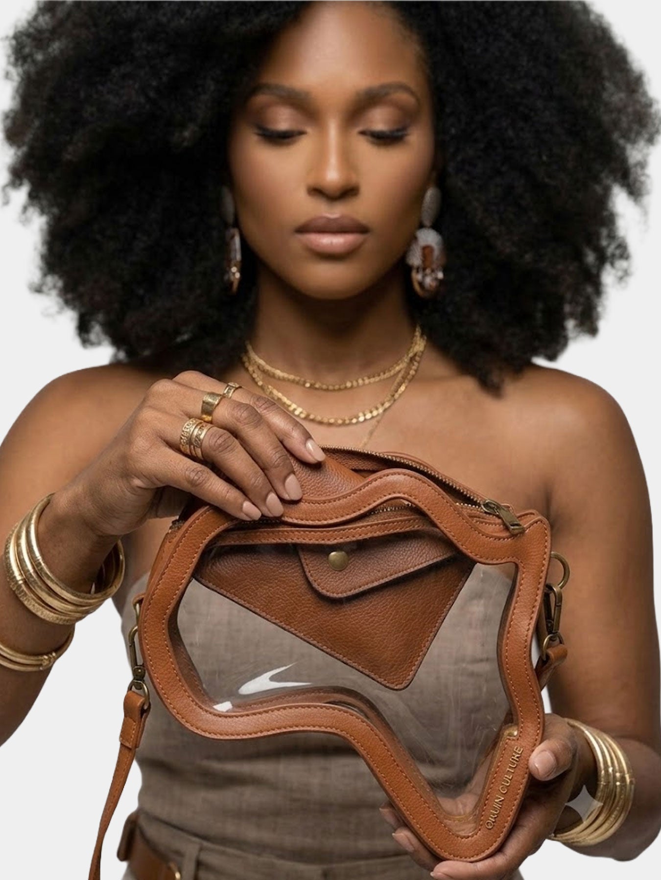 NEW! Clear Africa Fanny Pack/ CrossBody Bag- Brown Leather