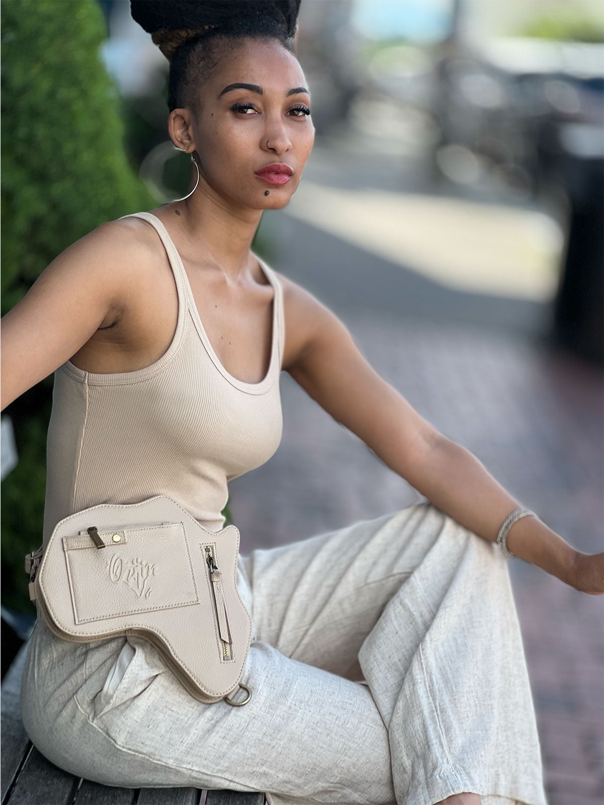 Sand Africa Fanny Pack/ CrossBody Bag- Beige Leather (NEW) - SHOP | Orijin Culture