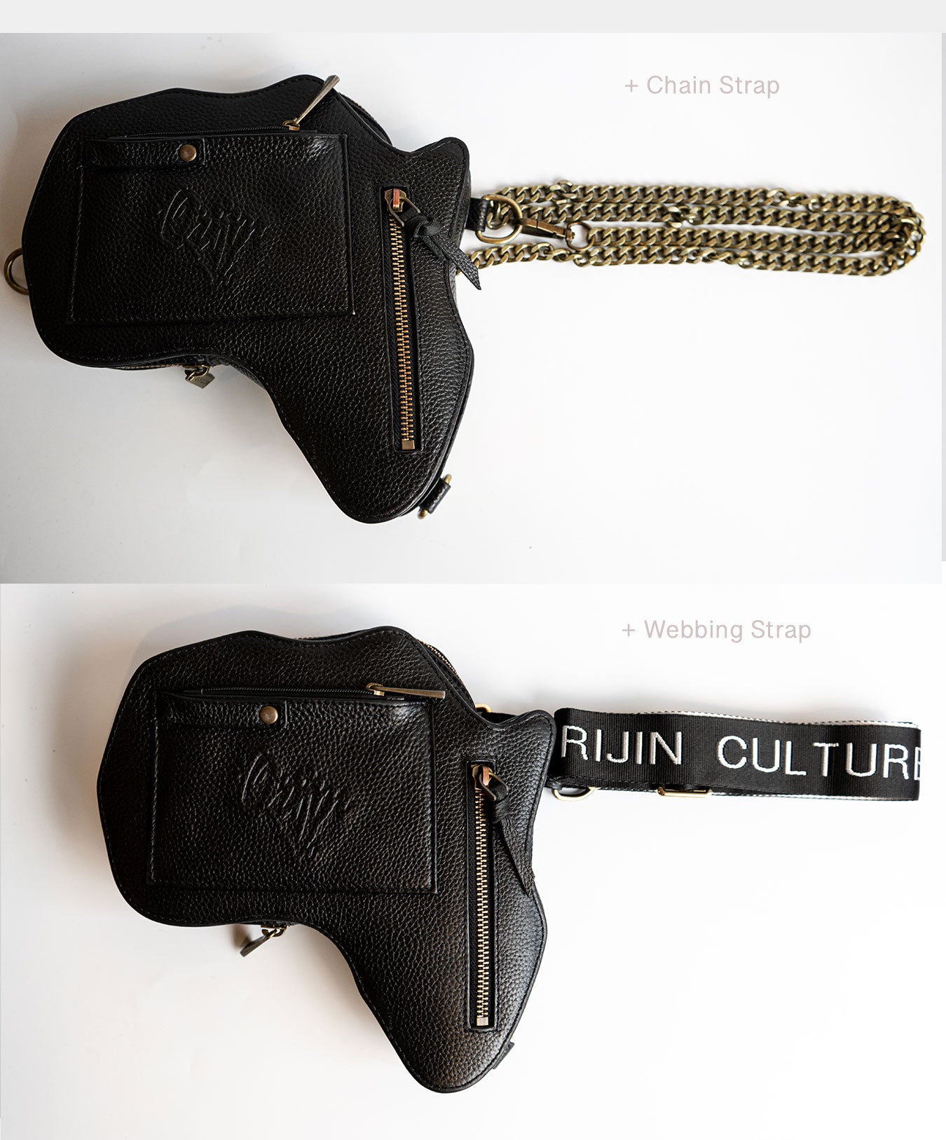 Africa Fanny Pack/ CrossBody Bag - Black Leather - SHOP | Orijin Culture 