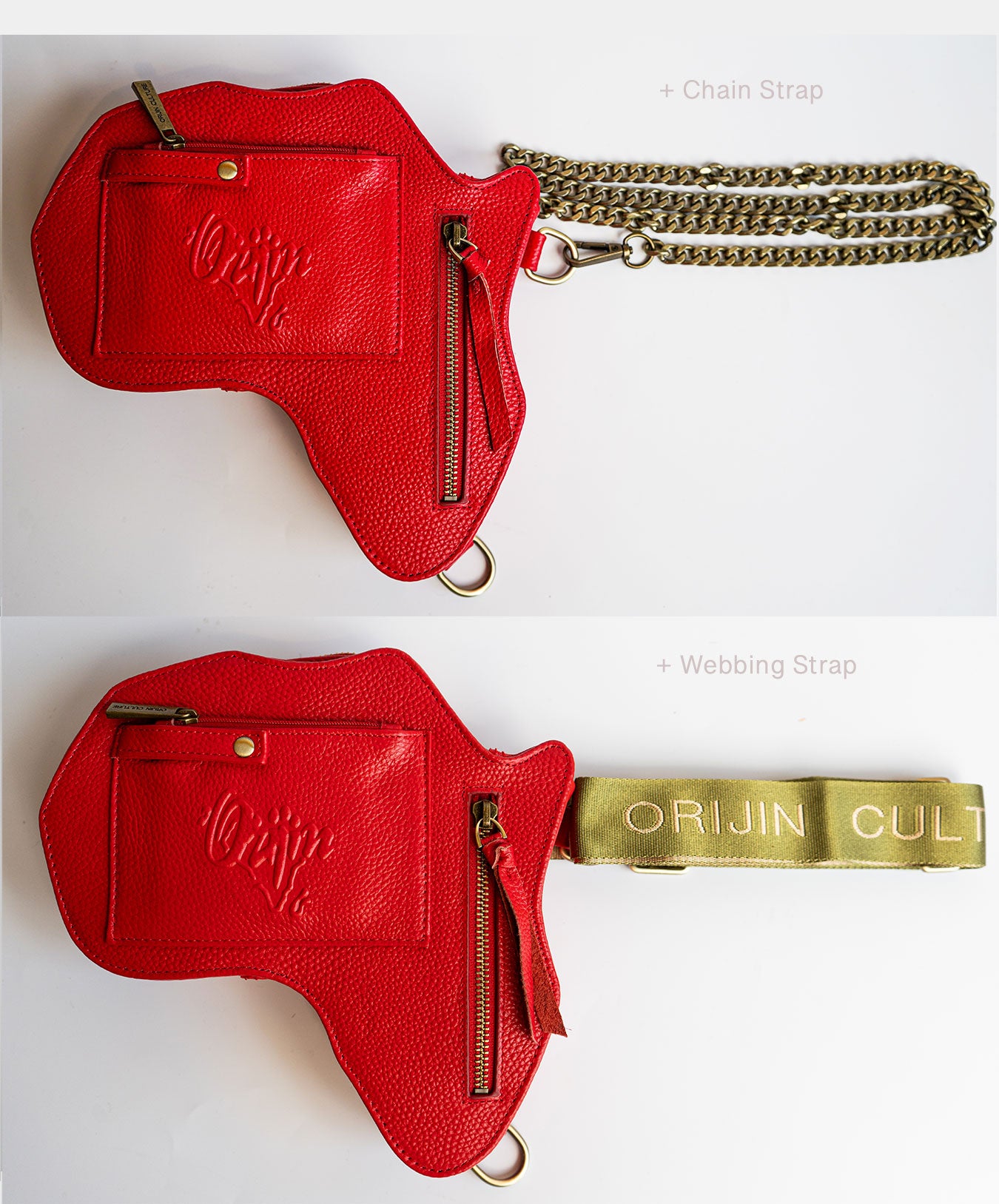 Africa Fanny Pack/ CrossBody Bag - Red Leather - SHOP | Orijin Culture