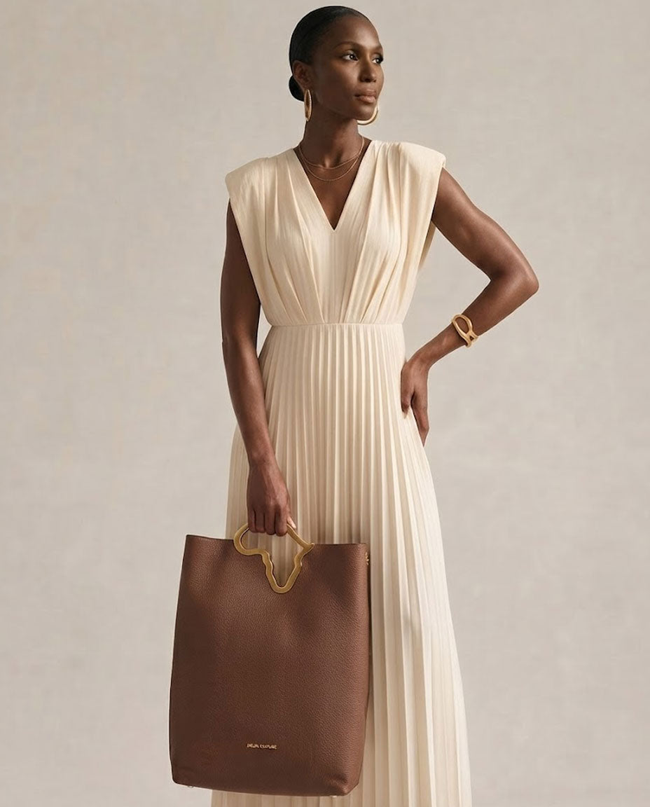 Africa Tote Bag | Coco Brown Full-Grain Leather Convertible Clutch