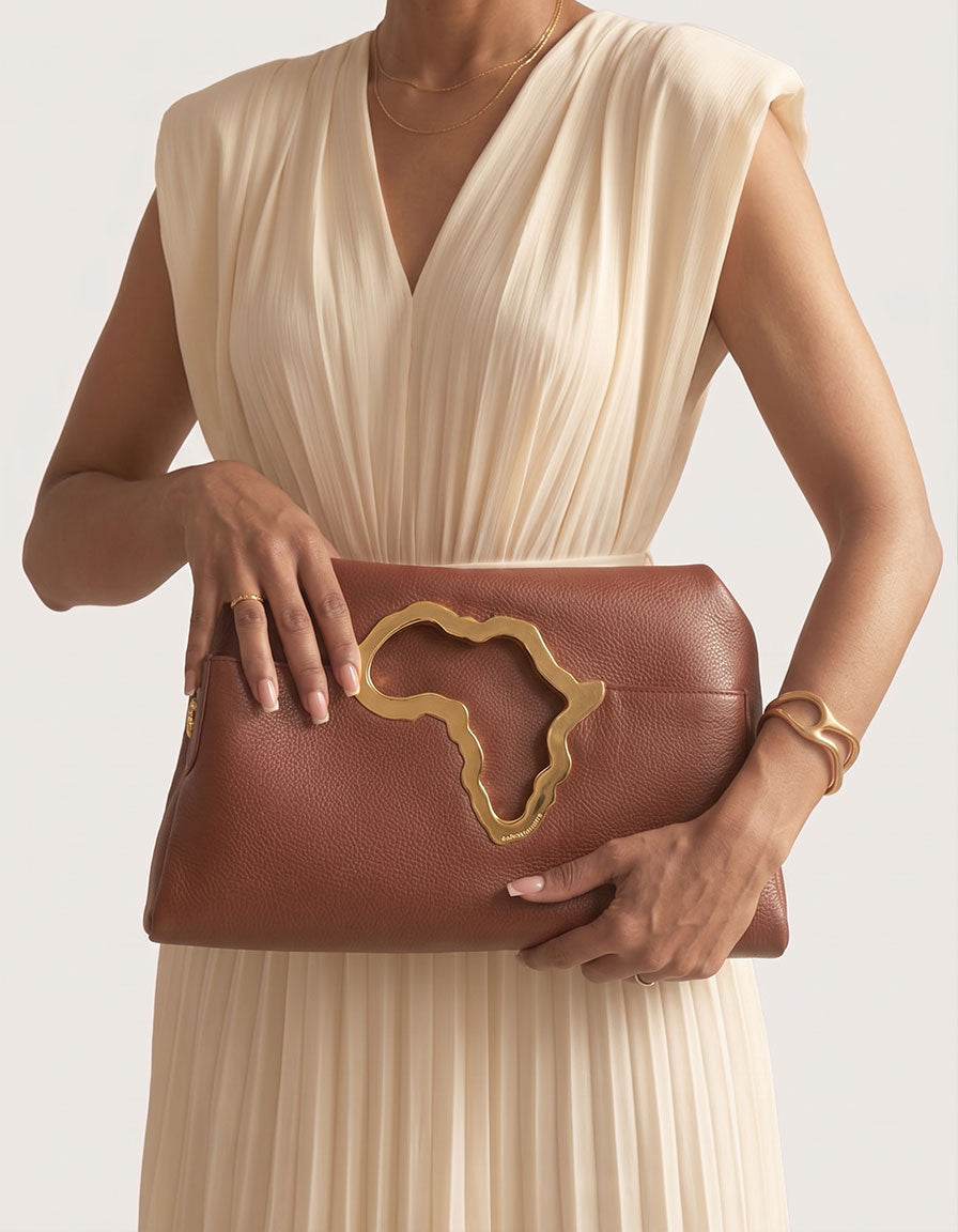 Africa Tote Bag | Coco Brown Full-Grain Leather Convertible Clutch