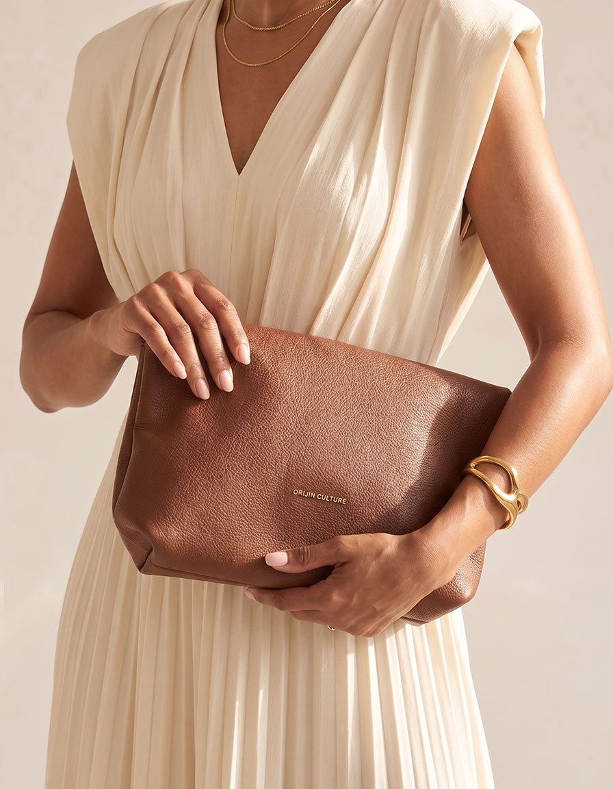 Africa Tote Bag | Coco Brown Full-Grain Leather Convertible Clutch
