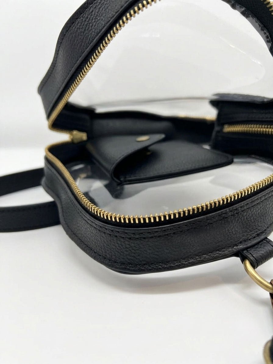 NEW! Clear Africa Fanny Pack/ CrossBody Bag- Black Leather