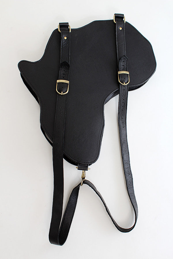 Africa Bag / Backpack - Black Leather (M) | Alkebulan Collection - SHOP | Orijin Culture 