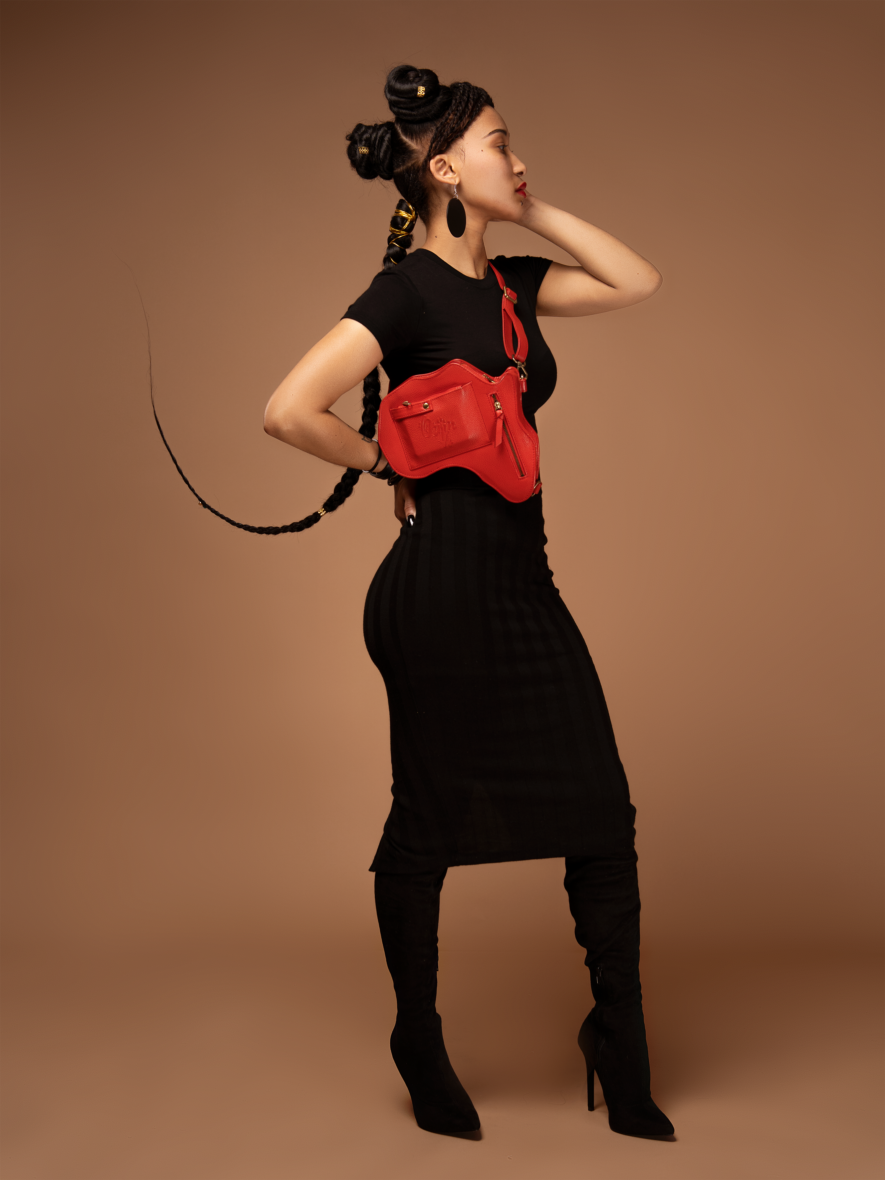 Africa Fanny Pack/ CrossBody Bag - Red Leather - SHOP | Orijin Culture