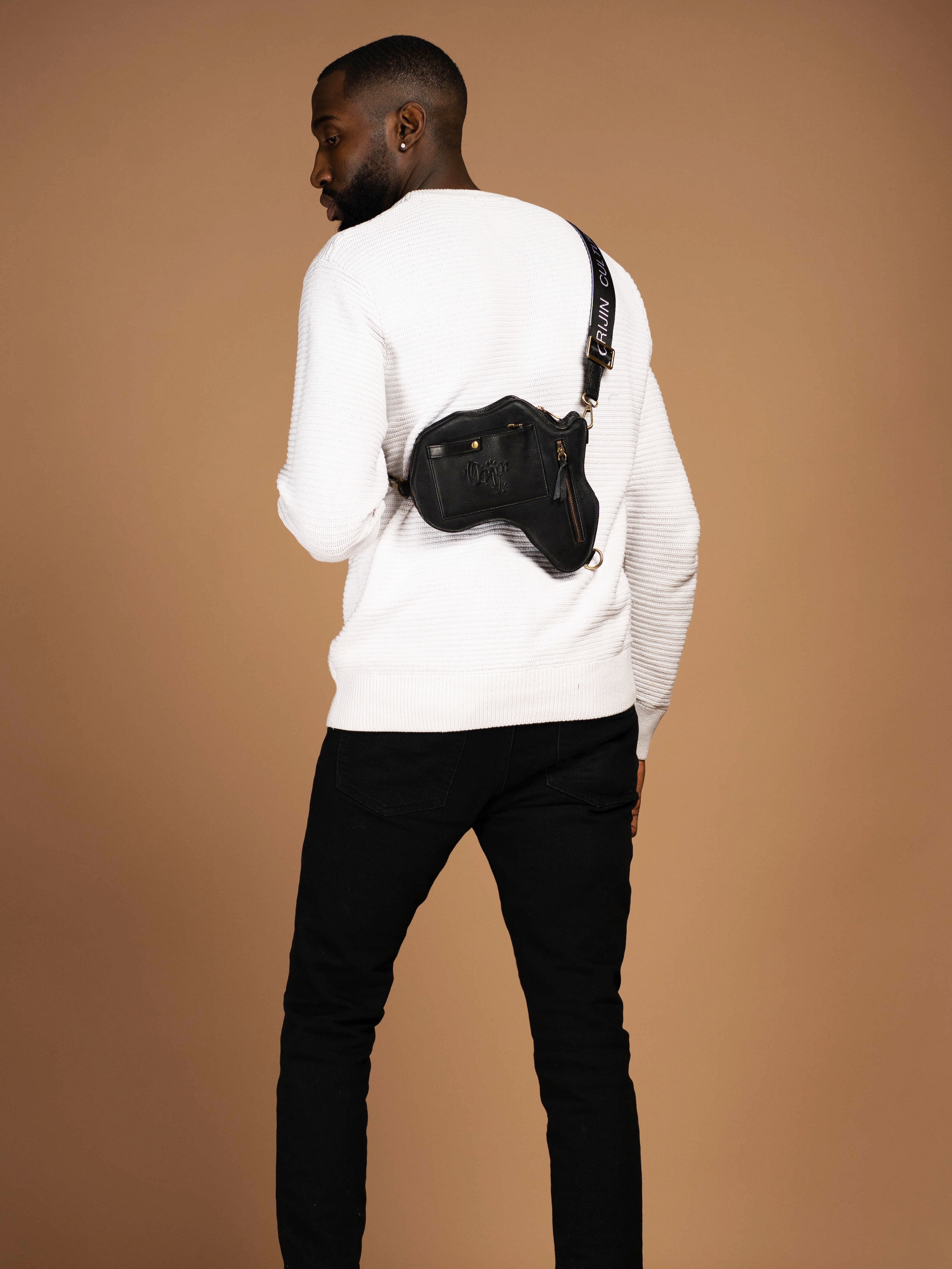 Africa Belt Bag - Black Leather - SHOP | Orijin Culture