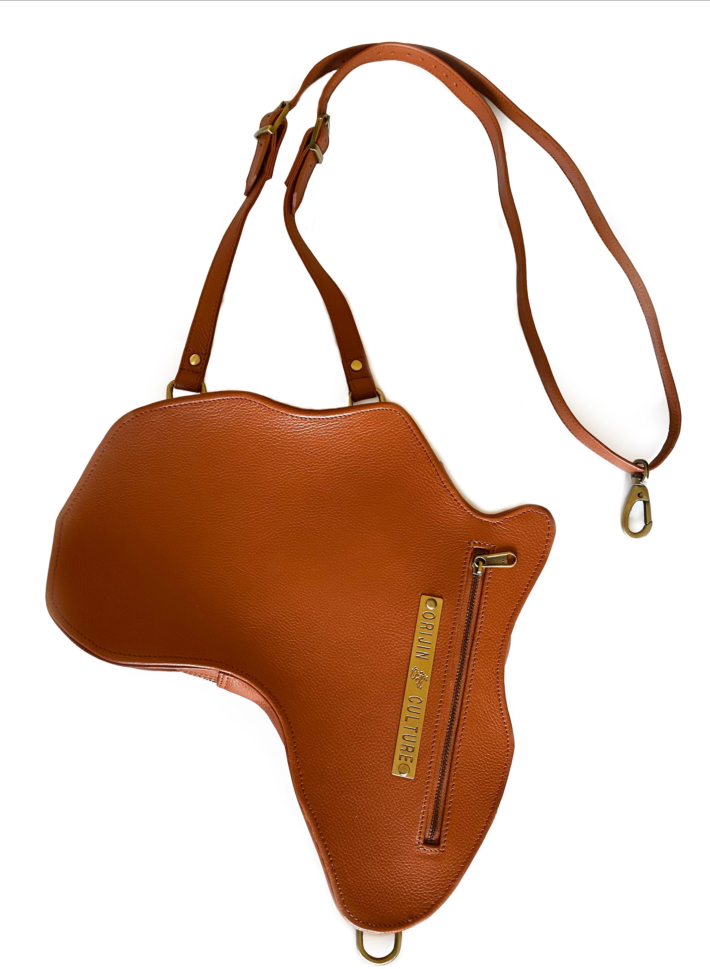 Africa Shaped Bag / Backpack- Brown Leather (Medium) . - SHOP | Orijin Culture