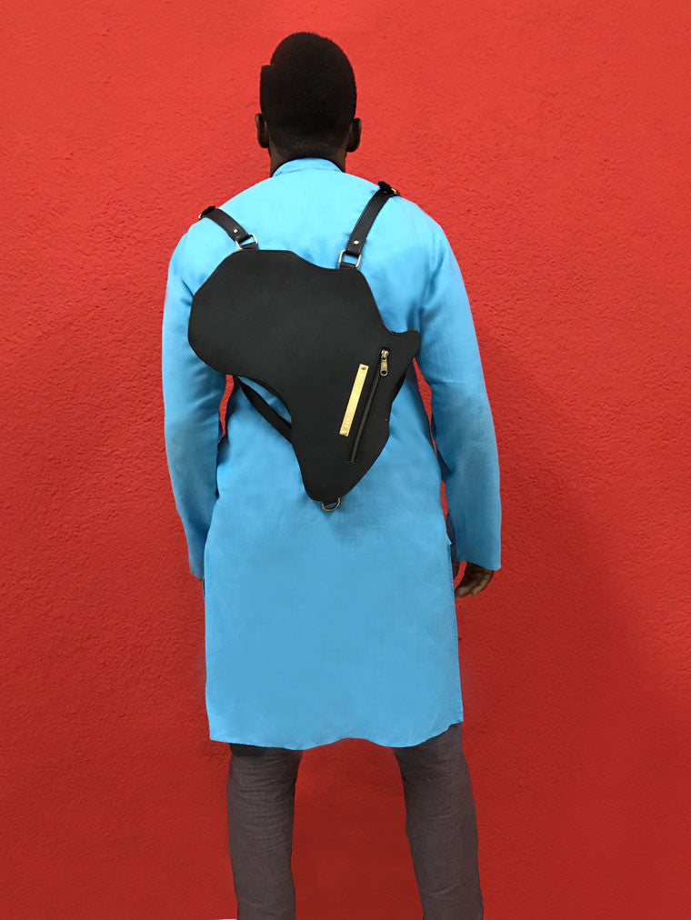 Africa Bag / Backpack- Black Leather (L) | Alkebulan Collection .. - SHOP | Orijin Culture