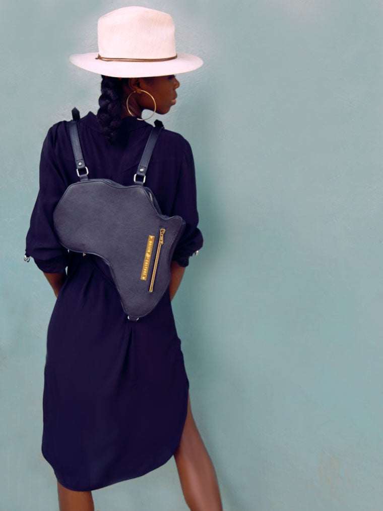 Africa Bag / Backpack - Black Leather (M) | Alkebulan Collection . - SHOP | Orijin Culture