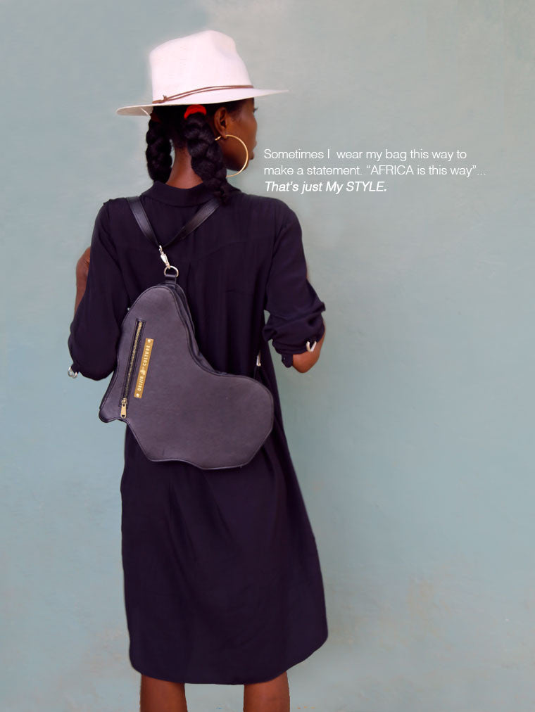 Africa Bag / Backpack - Black Leather (M) | Alkebulan Collection . - SHOP | Orijin Culture