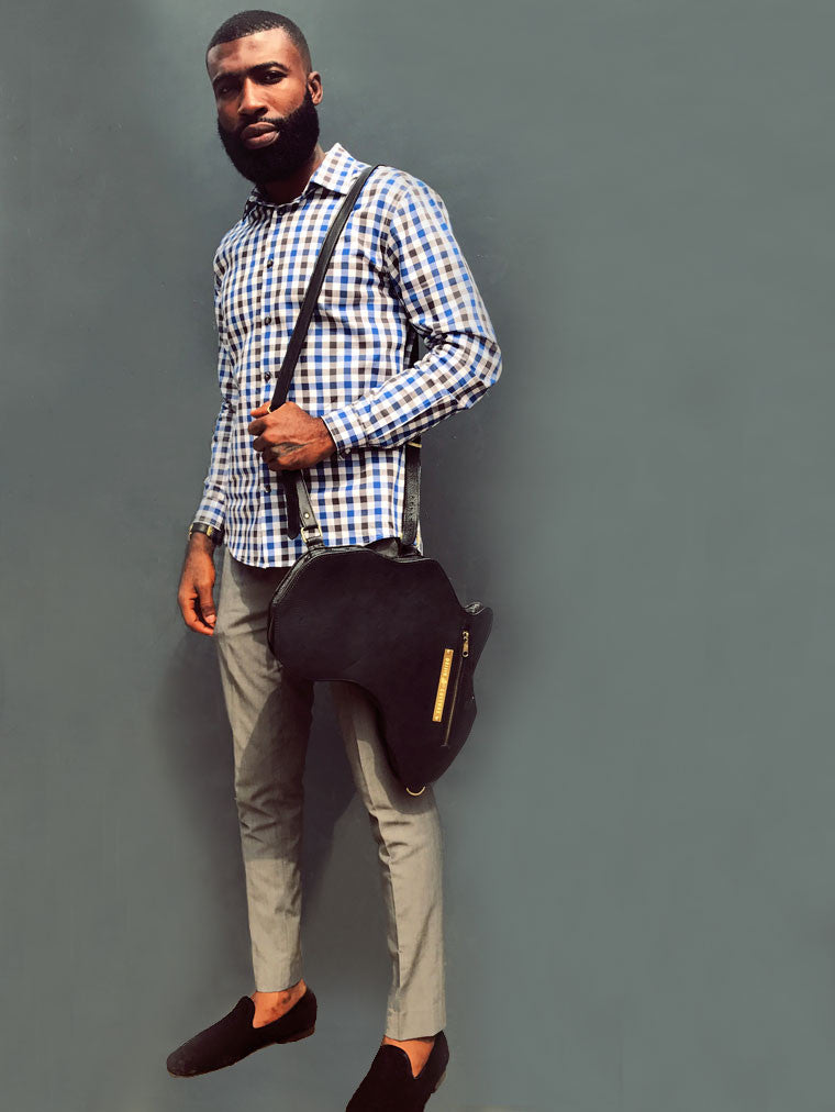 Africa Bag / Backpack - Black Leather (L) | Alkebulan Collection. - SHOP | Orijin Culture 