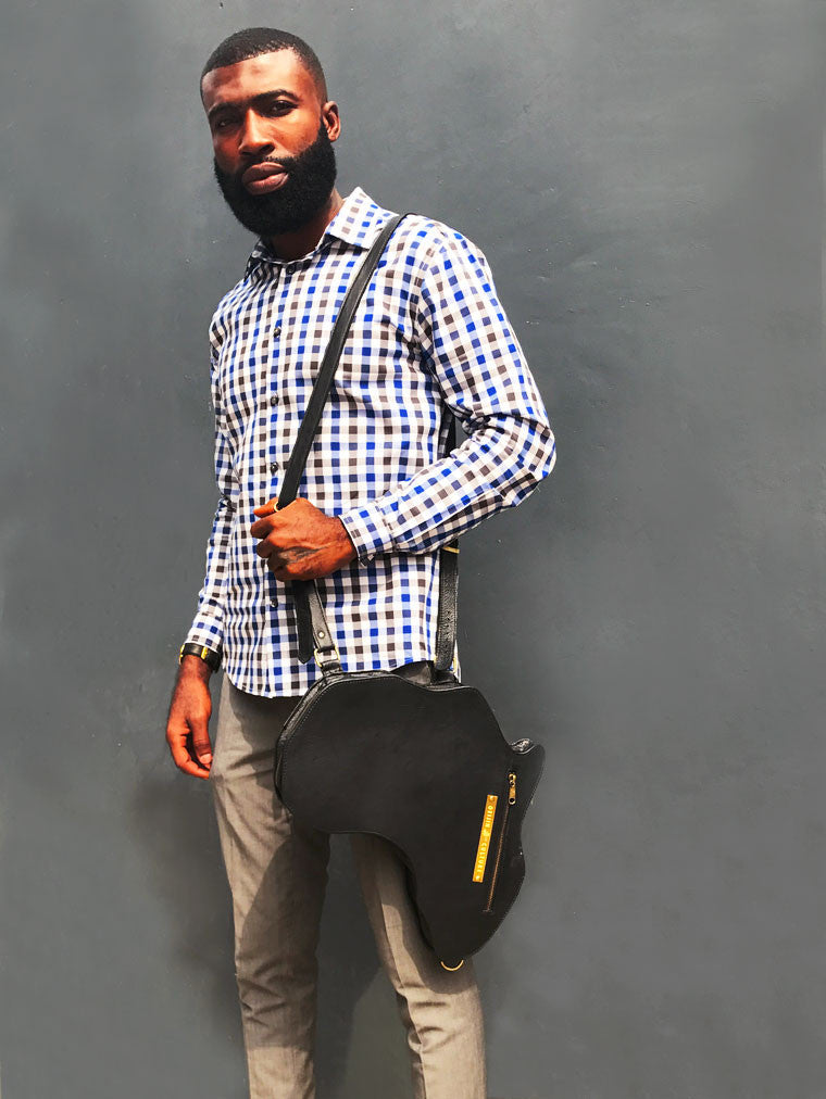 Africa Bag / Backpack - Black Leather (L) | Alkebulan Collection. - SHOP | Orijin Culture