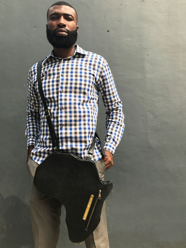 Africa Bag / Backpack - Black Leather (L) | Alkebulan Collection. - SHOP | Orijin Culture