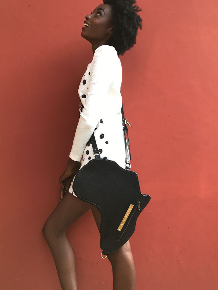 Africa Bag / Backpack - Black Leather (M) | Alkebulan Collection - SHOP | Orijin Culture