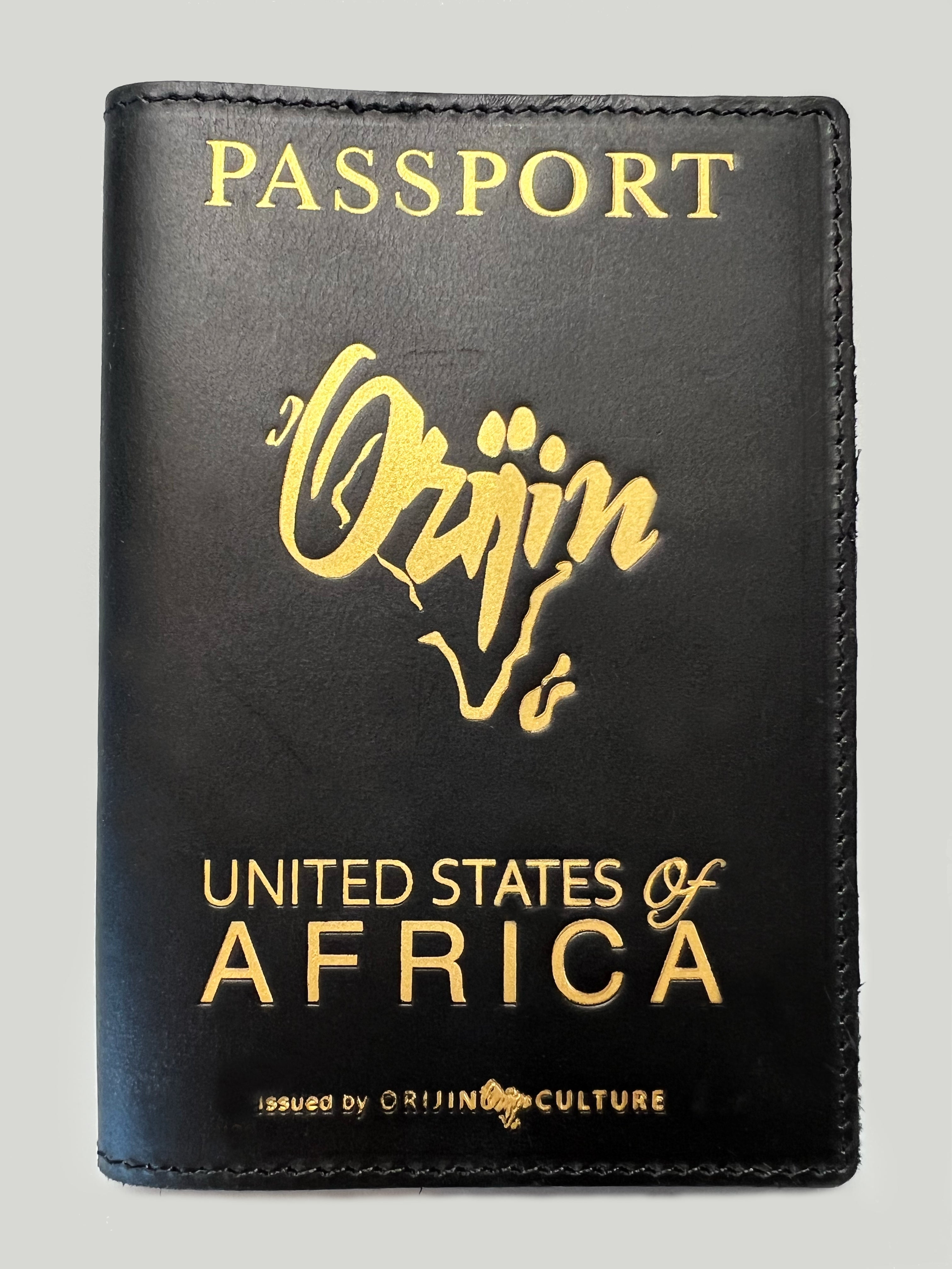 United States Of Africa Leather Passport Holder Black - SHOP | Orijin Culture 