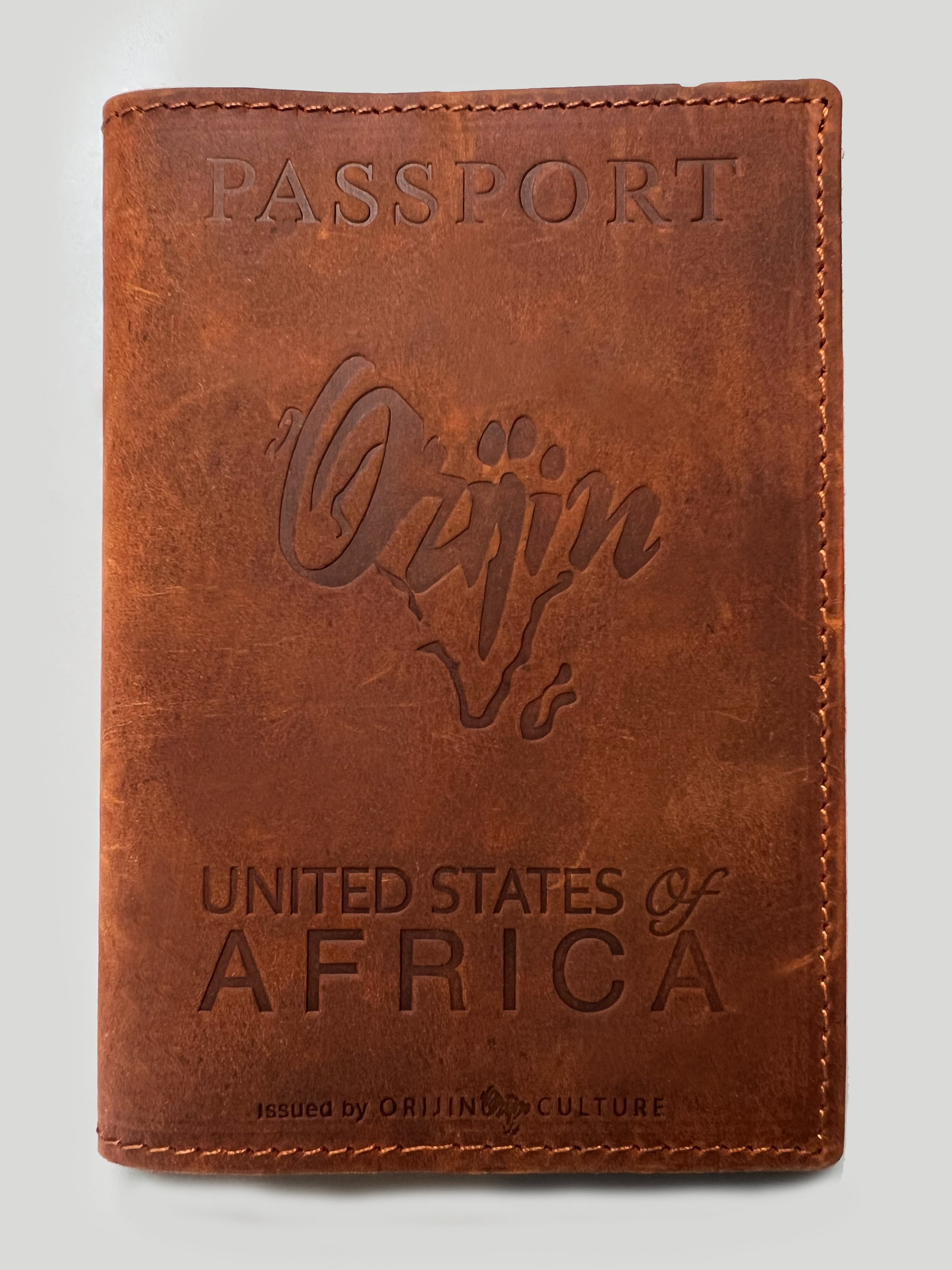 United States Of Africa Leather Passport Holder Earth Brown - SHOP | Orijin Culture