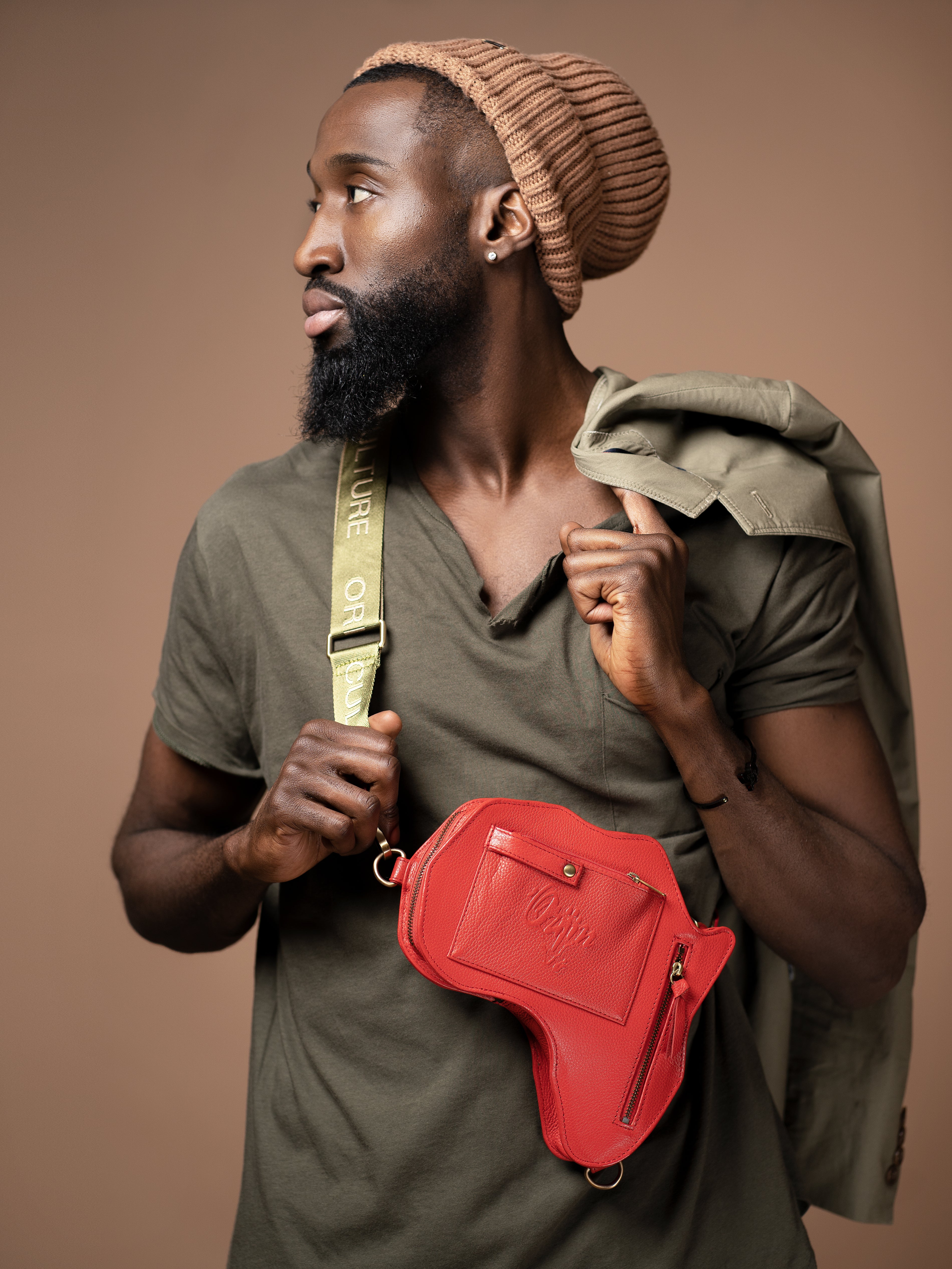 Africa Belt Bag - Red Leather - SHOP | Orijin Culture 