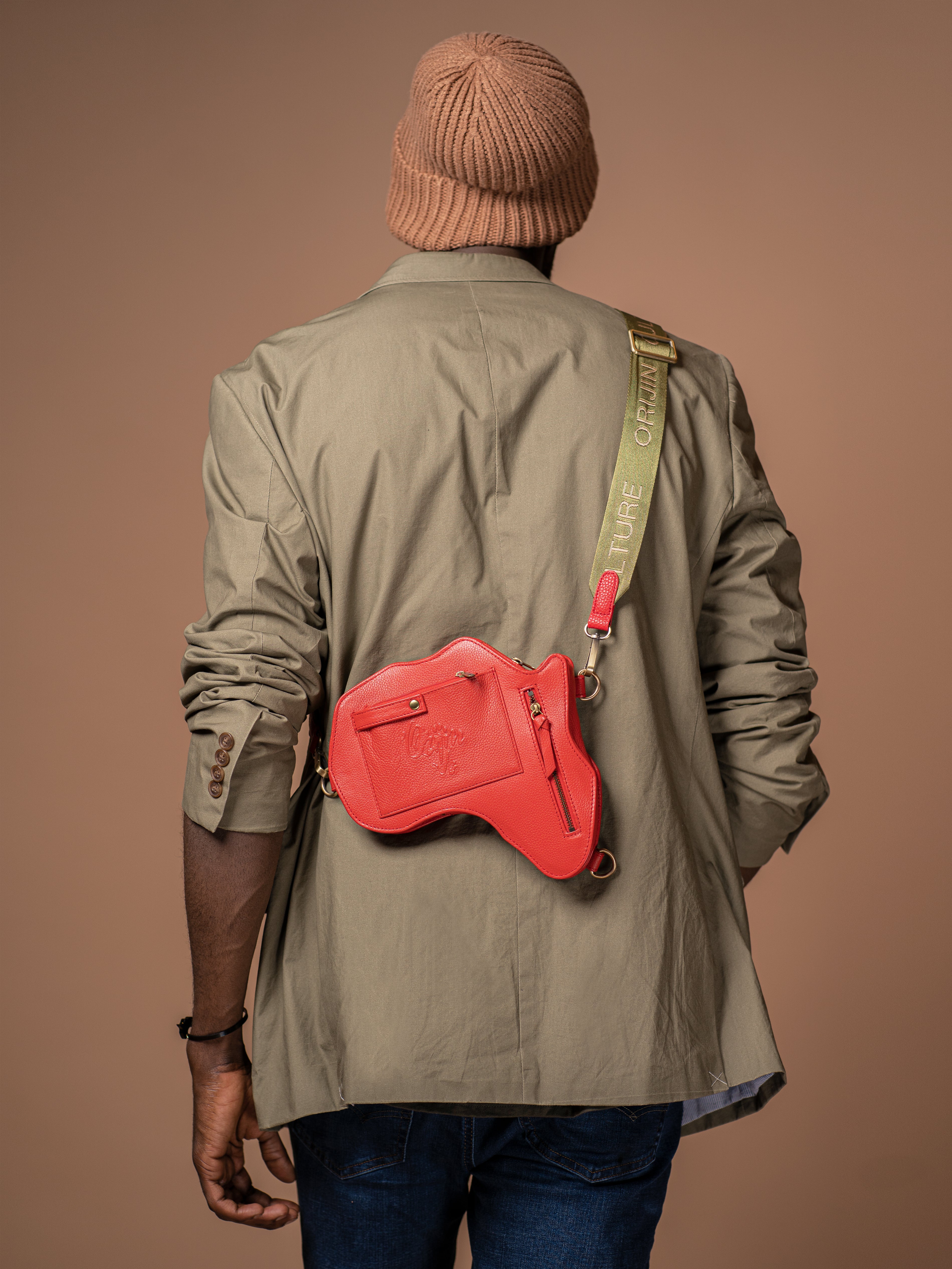 Africa Belt Bag - Red Leather - SHOP | Orijin Culture