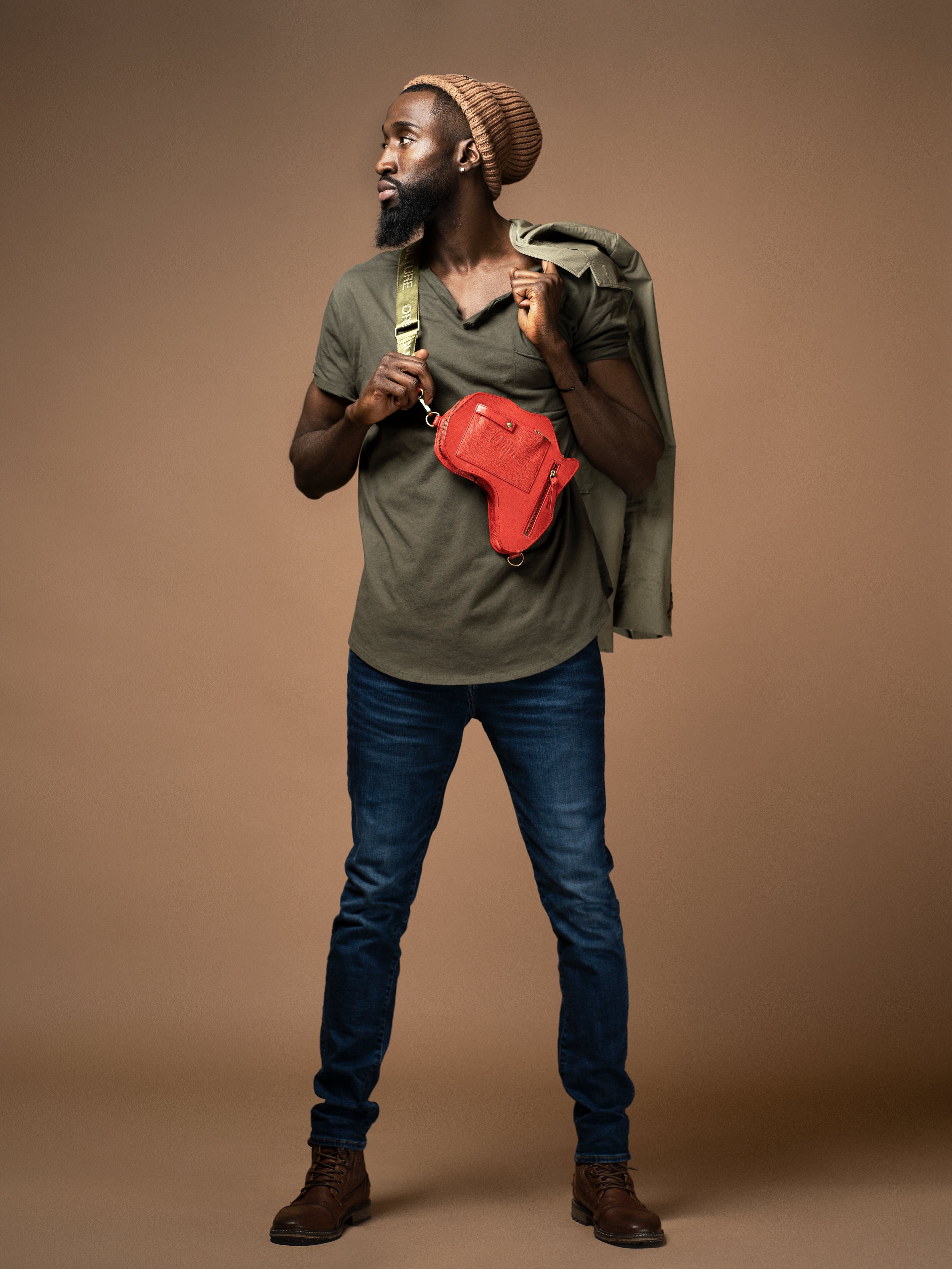 Africa Belt Bag - Red Leather - SHOP | Orijin Culture