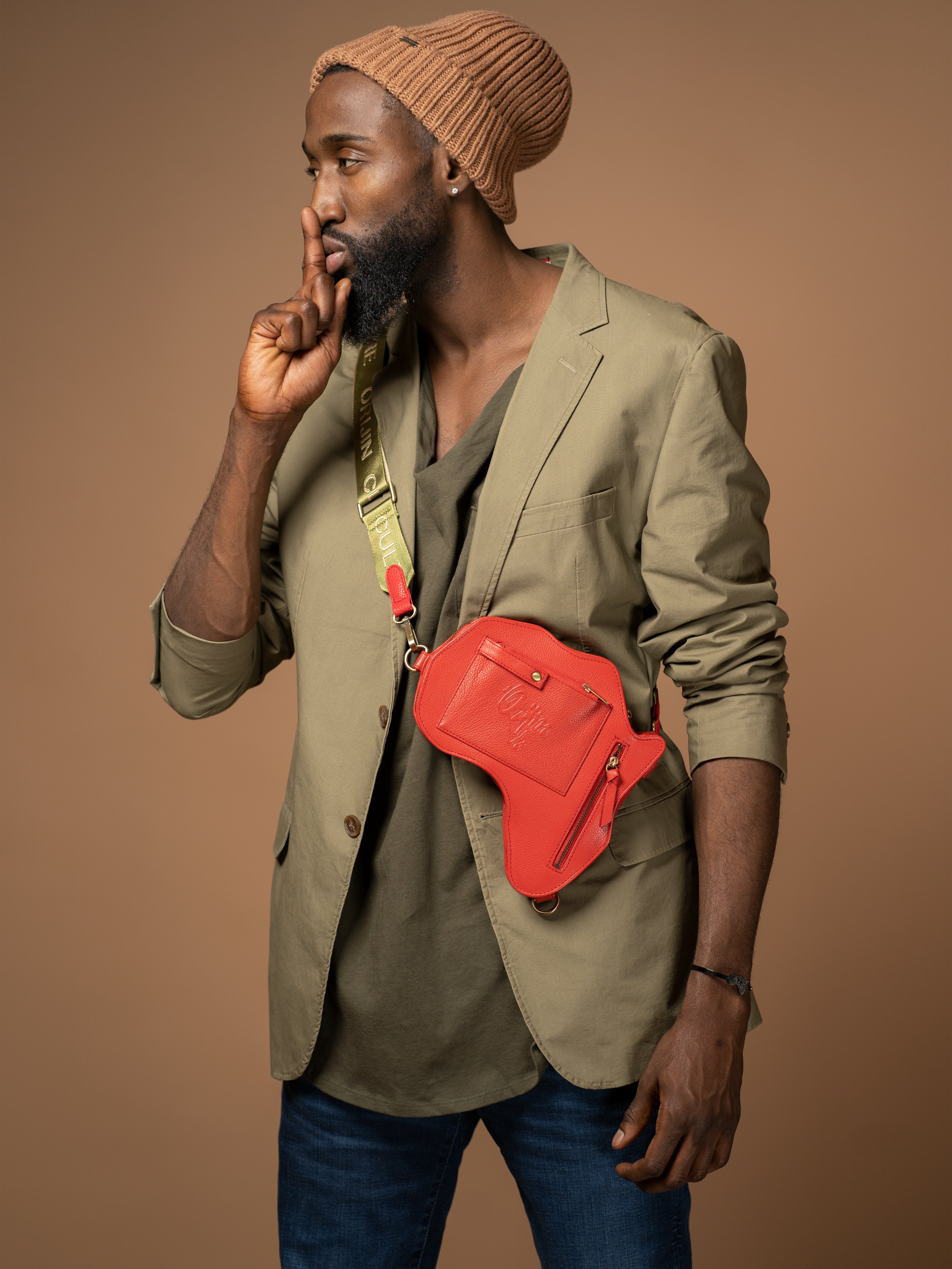 Africa Belt Bag - Red Leather - SHOP | Orijin Culture
