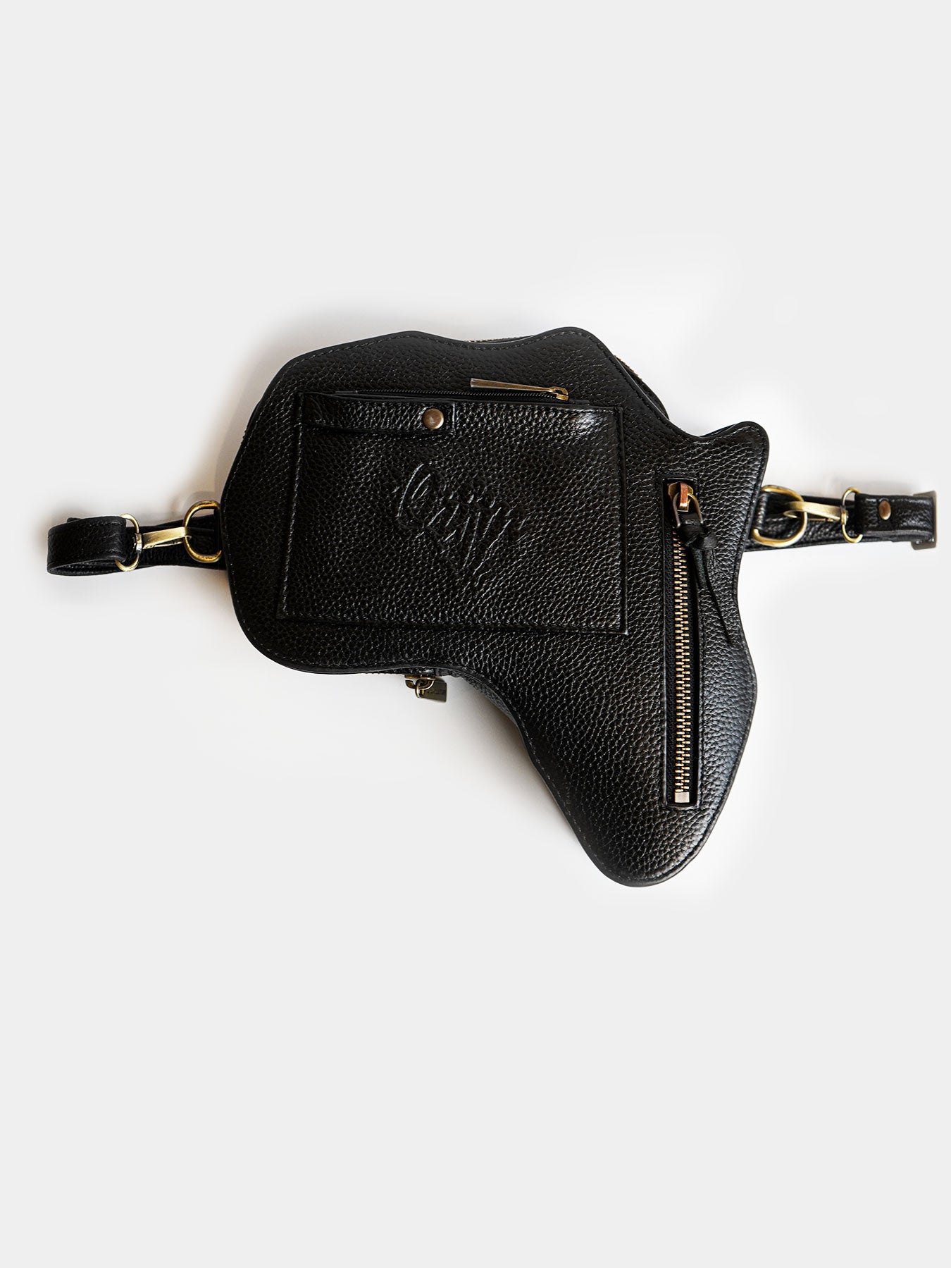 Africa Fanny Pack/ CrossBody Bag - Black Leather - SHOP | Orijin Culture 