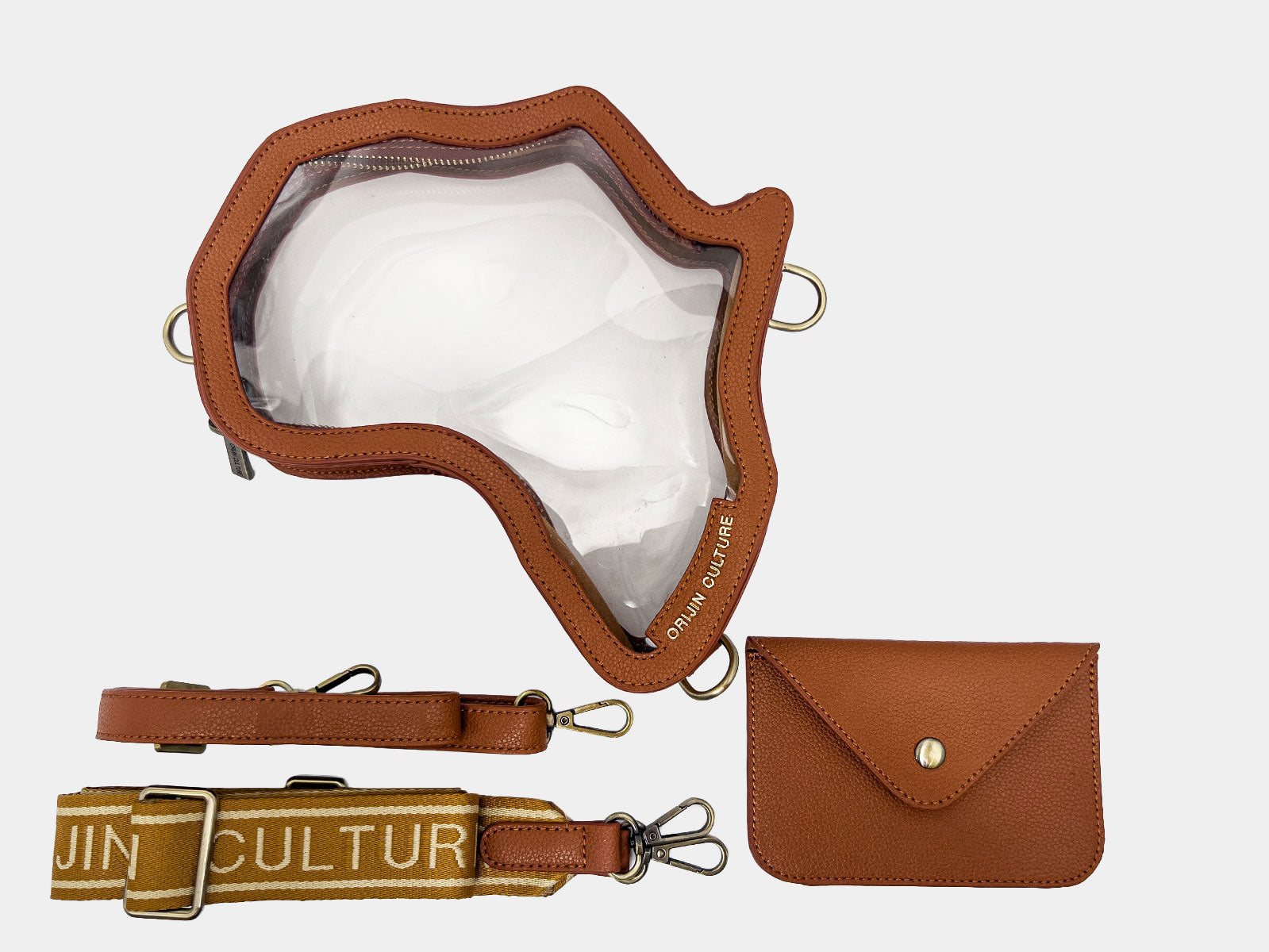NEW! Clear Africa Fanny Pack/ CrossBody Bag- Brown Leather