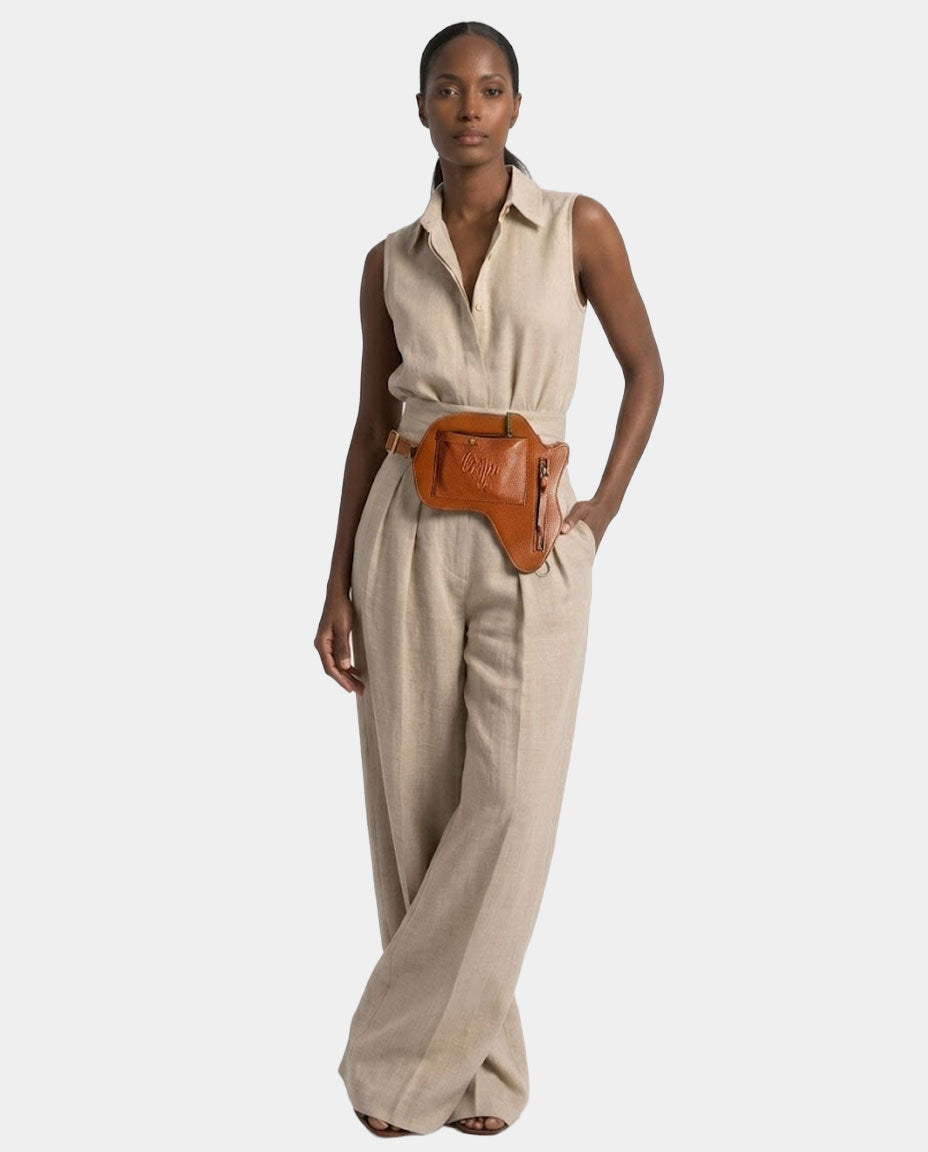 Africa Fanny Pack/ CrossBody Bag- Brown Leather