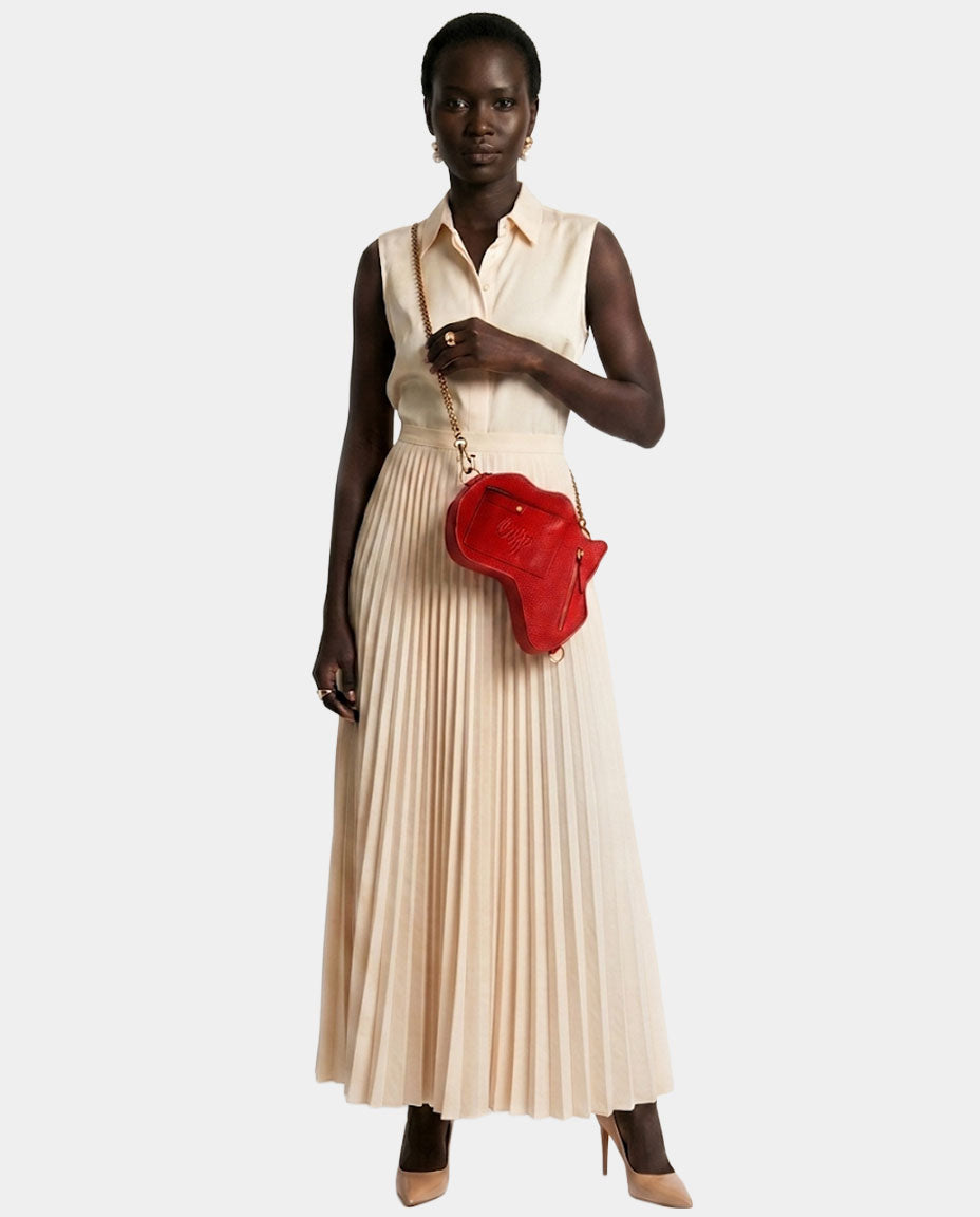 Africa Fanny Pack/ CrossBody Bag - Red Leather