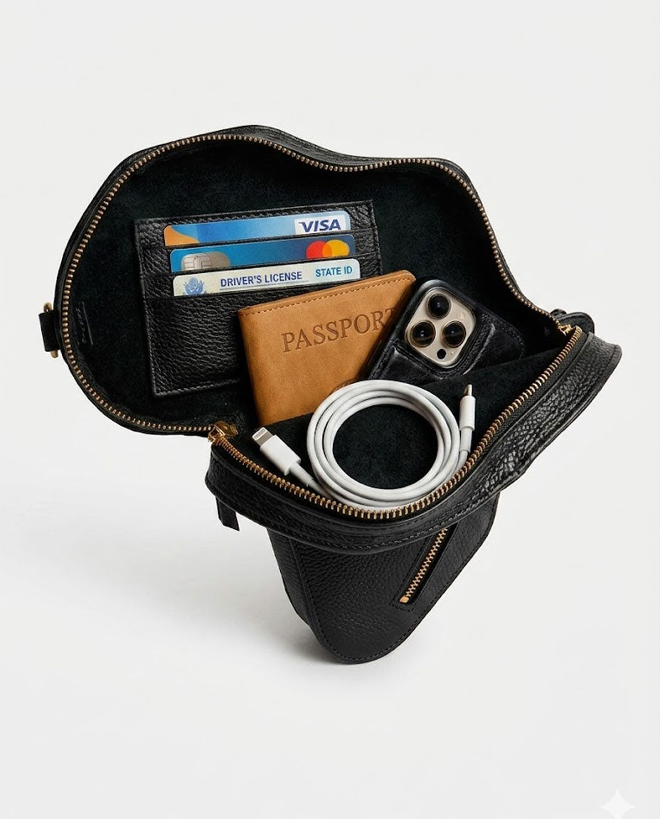 Africa Belt Bag - Black Leather
