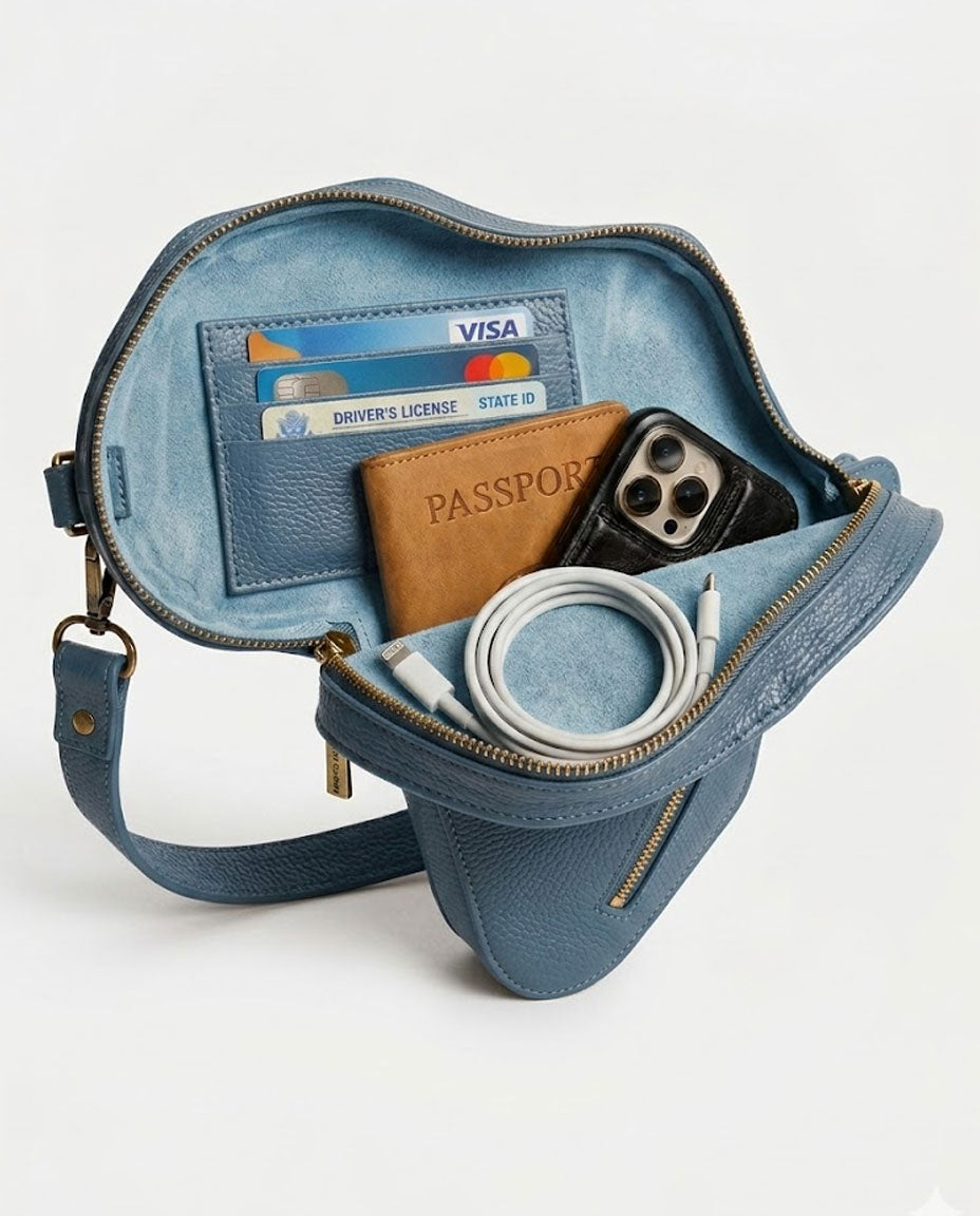 NEW! Harmony Africa Belt Bag - Blue Leather