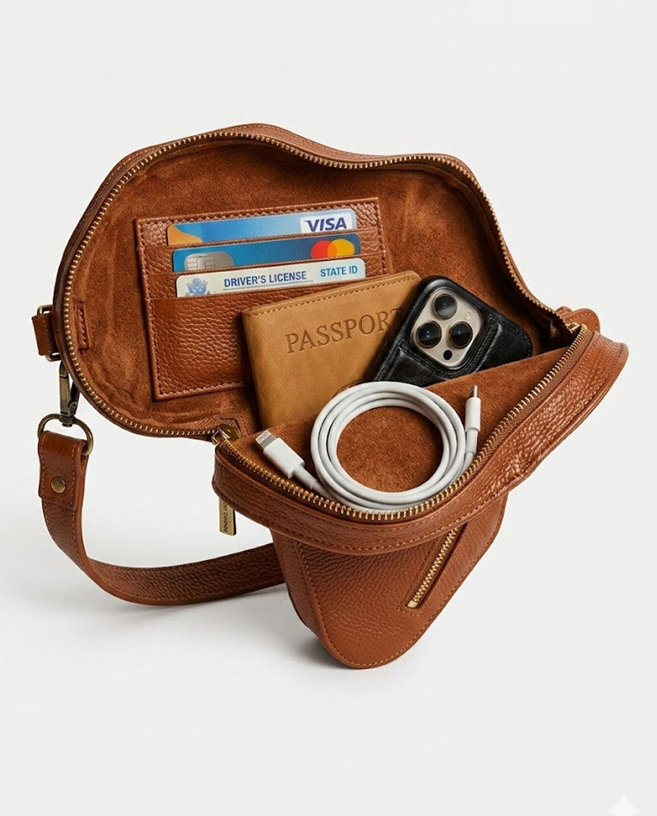Africa Belt Bag - Brown Leather