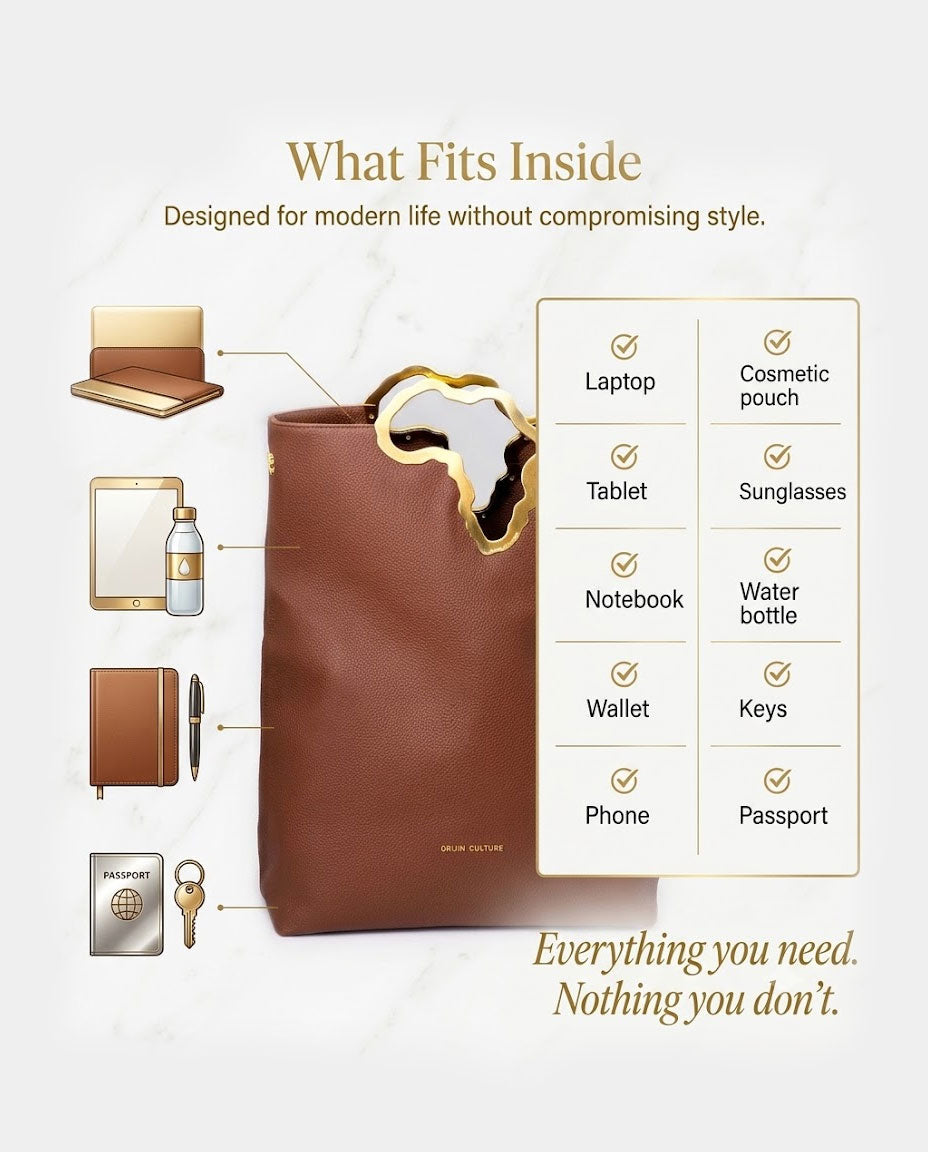 Africa Tote Bag | Coco Brown Full-Grain Leather Convertible Clutch