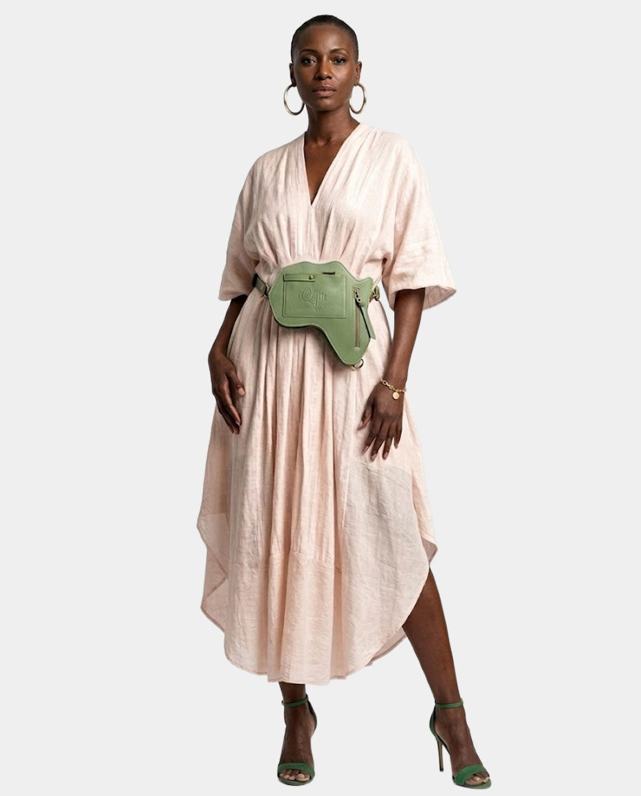 🌱 VEGAN Africa Fanny Pack/ CrossBody Bag - Moringa Green Vegan Leather (NEW)