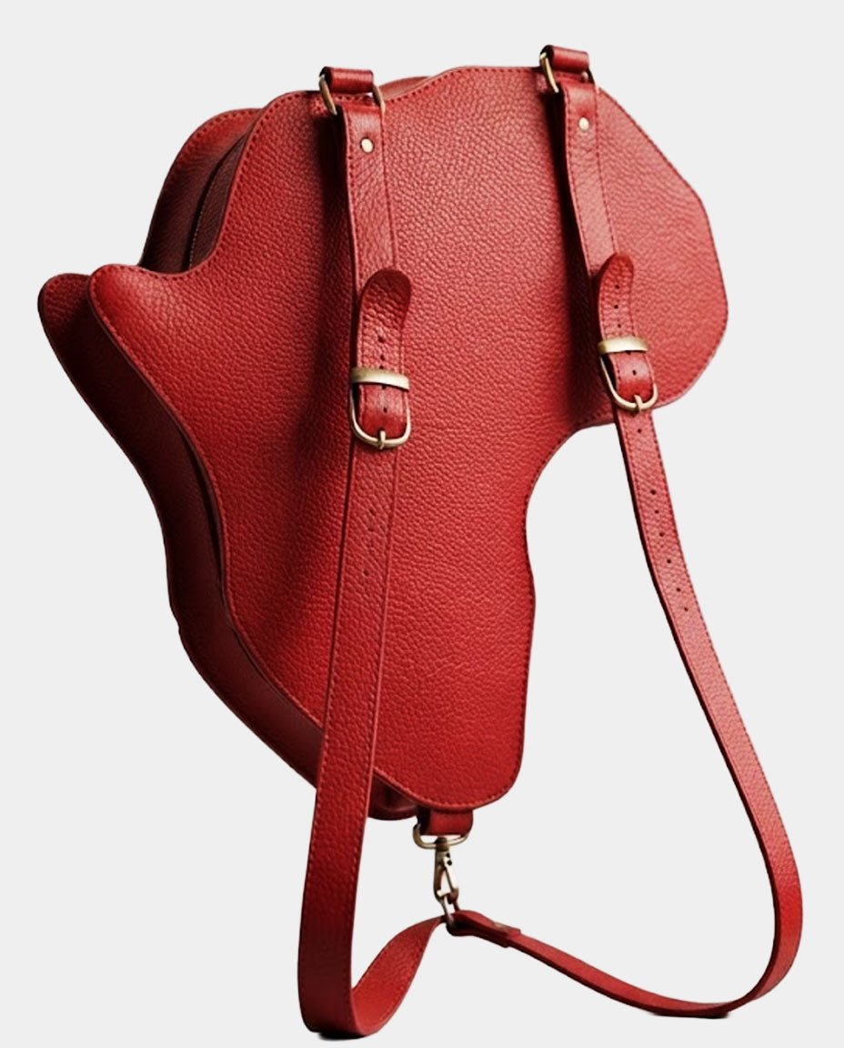 Africa Bag / Backpack- Red Leather(Medium)