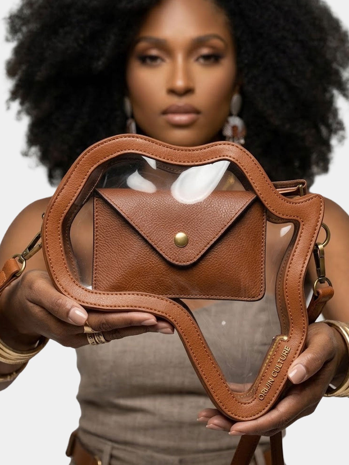 NEW! Clear Africa Fanny Pack/ CrossBody Bag- Brown Leather