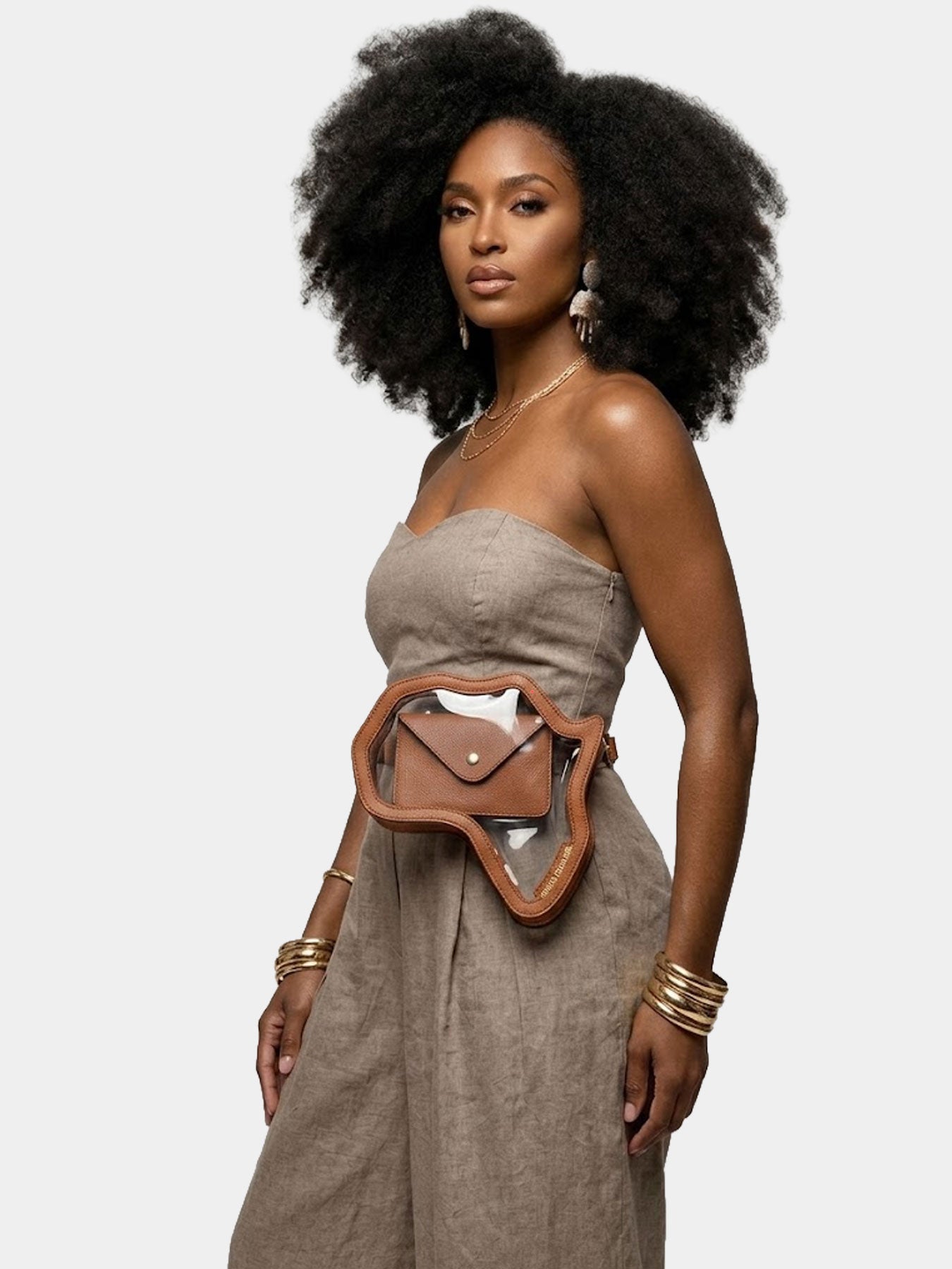 NEW! Clear Africa Fanny Pack/ CrossBody Bag- Brown Leather