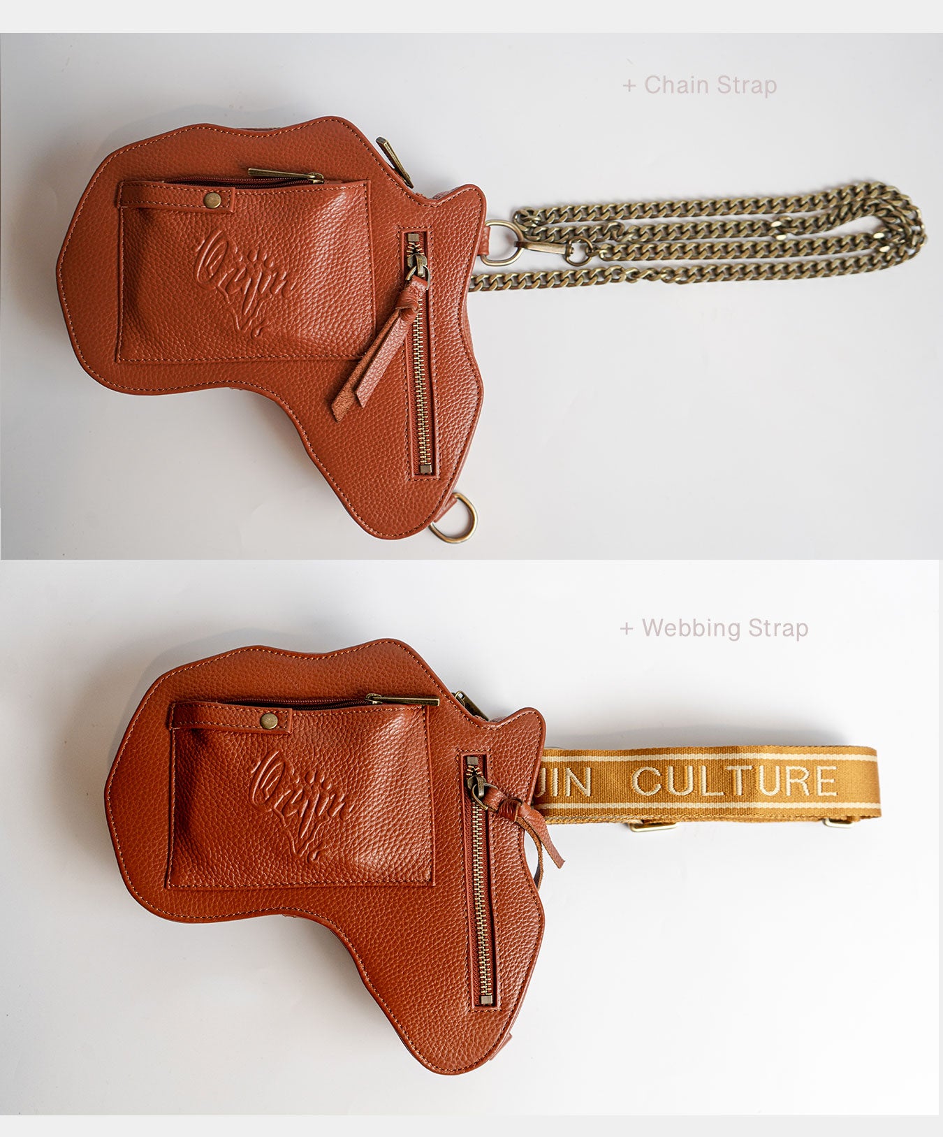 Africa Fanny Pack/ CrossBody Bag- Brown Leather - SHOP | Orijin Culture 