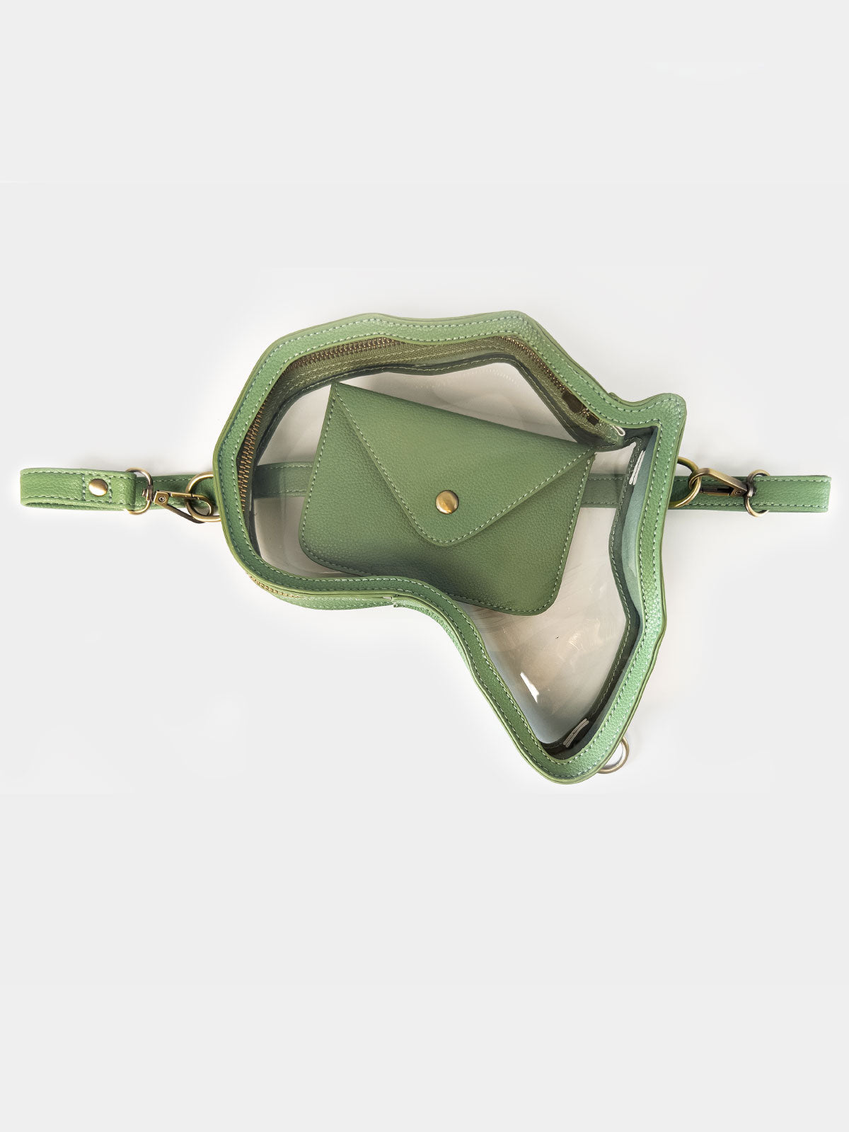 Clear Africa Fanny Pack/ CrossBody Bag- Green Leather