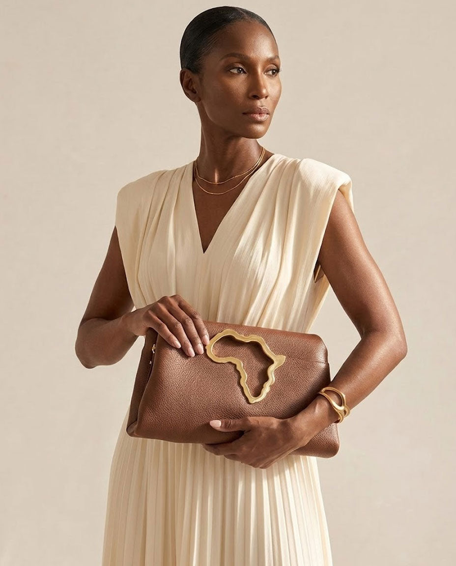 Africa Tote Bag | Coco Brown Full-Grain Leather Convertible Clutch