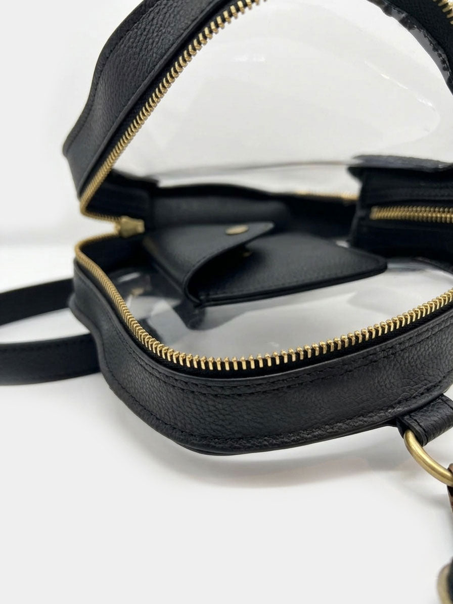 NEW! Clear Africa Fanny Pack/ CrossBody Bag- Black Leather