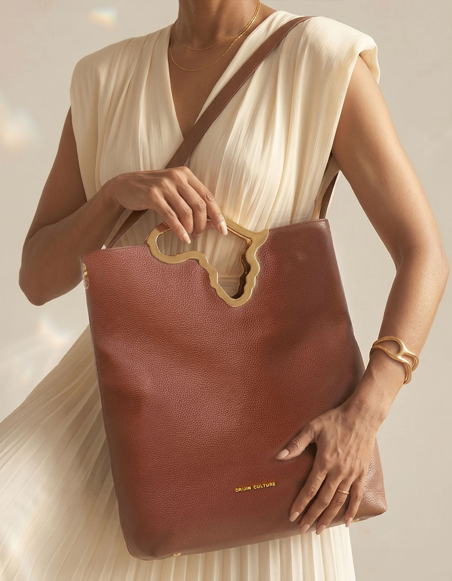 Africa Tote Bag | Coco Brown Full-Grain Leather Convertible Clutch