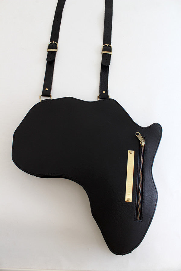 Africa shaped Bag / Backpack- Black Leather (L) | Alkebulan Collection ... - SHOP | Orijin Culture 