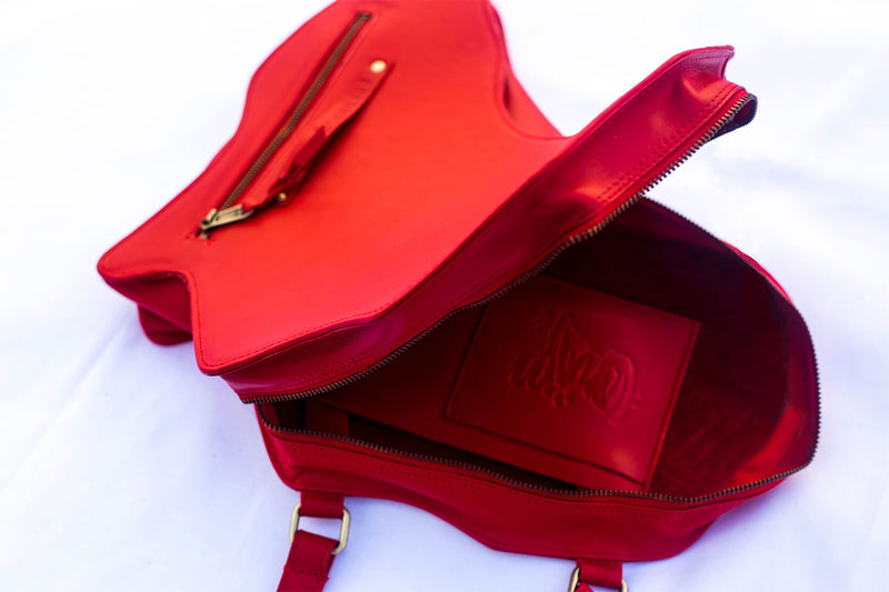 Red leather M crossbody bag