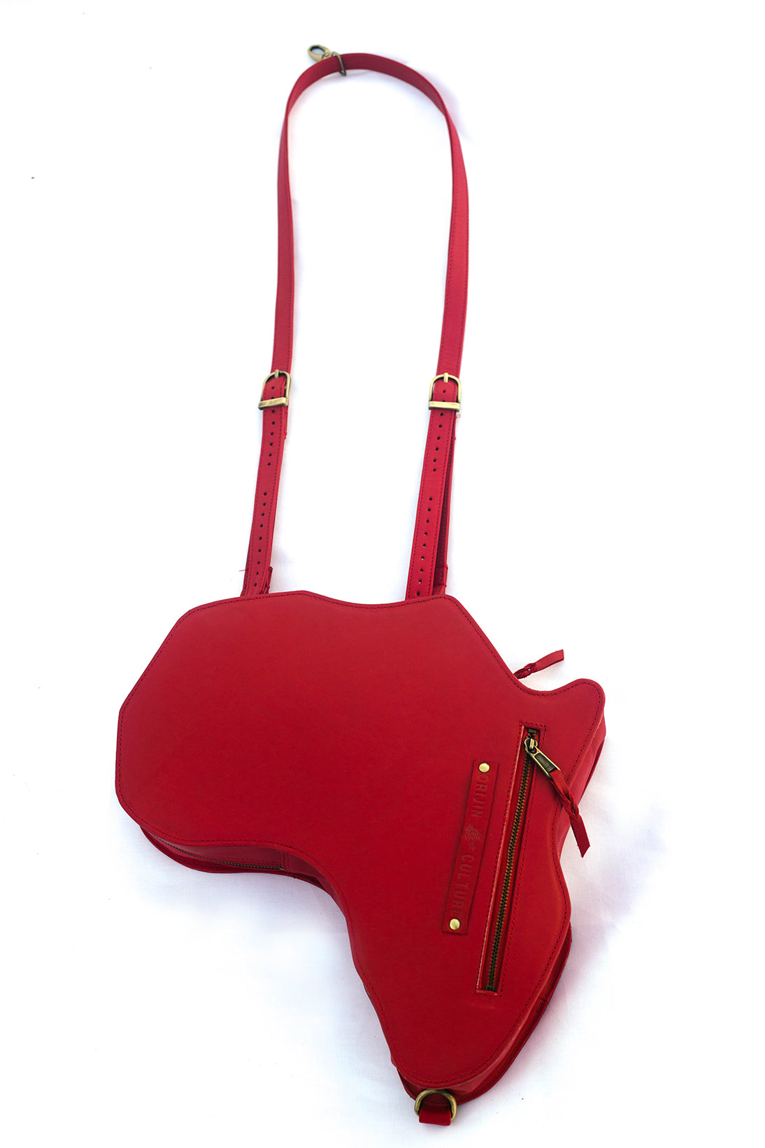 Africa Fanny Pack/ CrossBody Bag - Red Leather